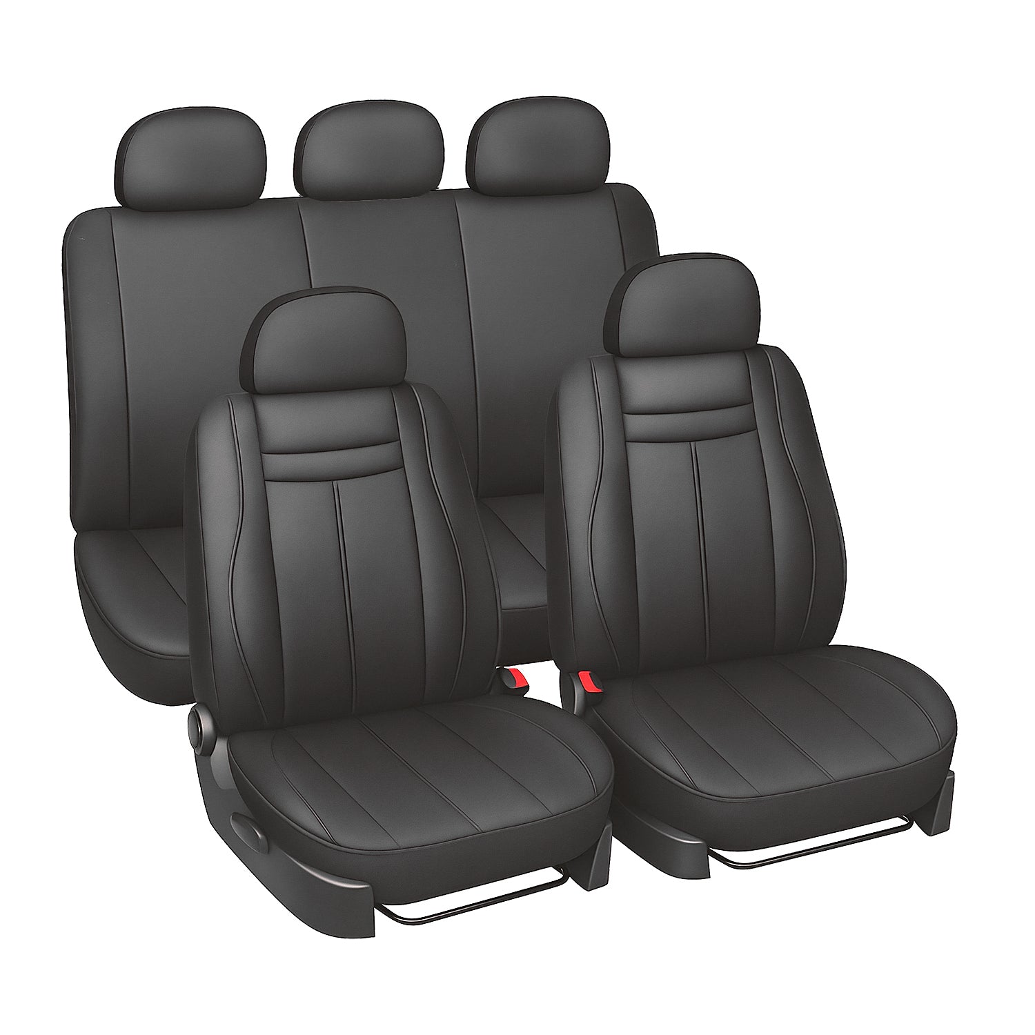 AUTO SPRINT - Set Coprisedili Auto Universali 11 Pezzi Effetto Pelle Nero