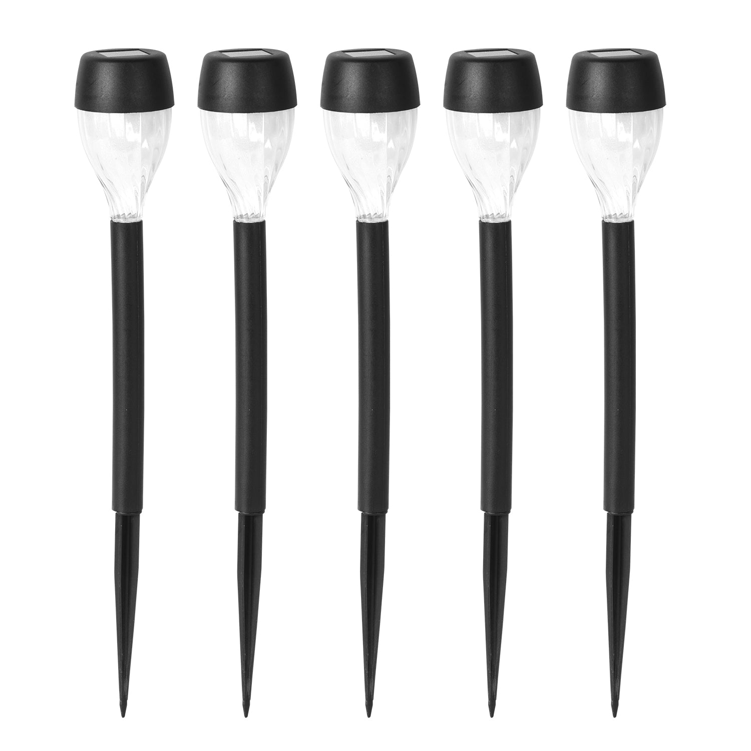 DICTROLUX - Set 5 Lampade Solari LED da Giardino con Picchetto Luce Calda - h32 cm diametro 4,5 cm