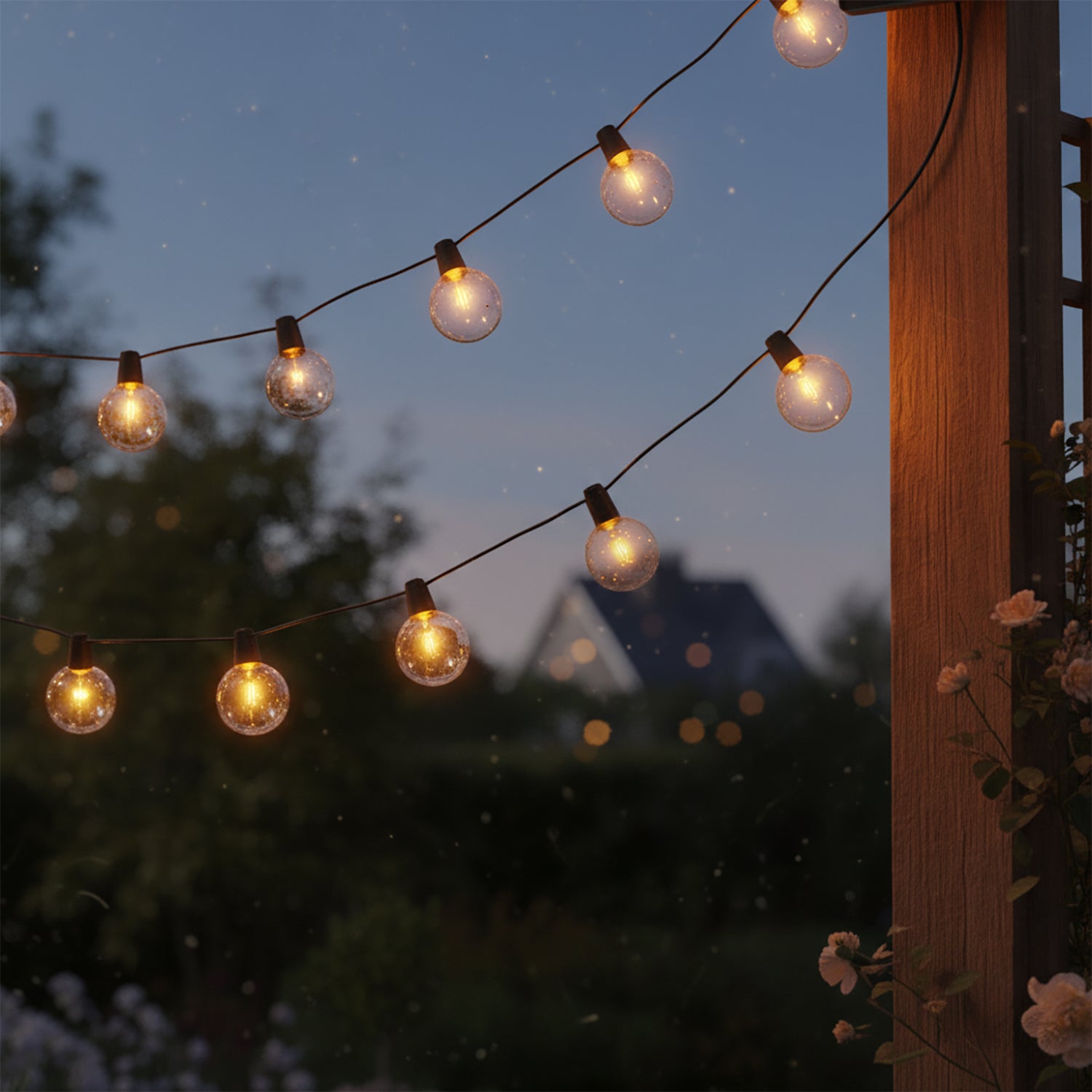 DICTROLUX - Catena Luminosa Solare 20 Lampadine LED Luce Calda da Esterno