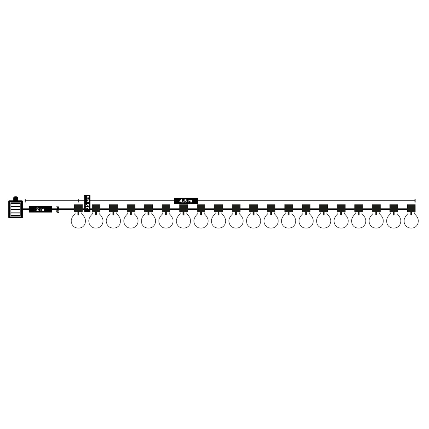 DICTROLUX - Catena Luminosa Solare 20 Lampadine LED Luce Calda da Esterno