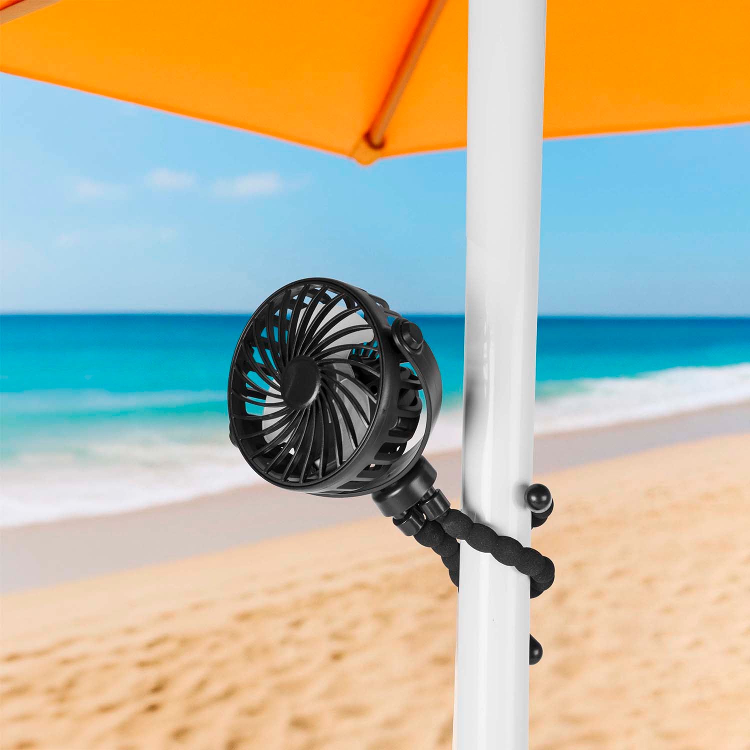 DICTROLUX - Ventilatore Ricaricabile USB da Tavolo e Portatile con Treppiede Flessibile e LED h22,5 cm