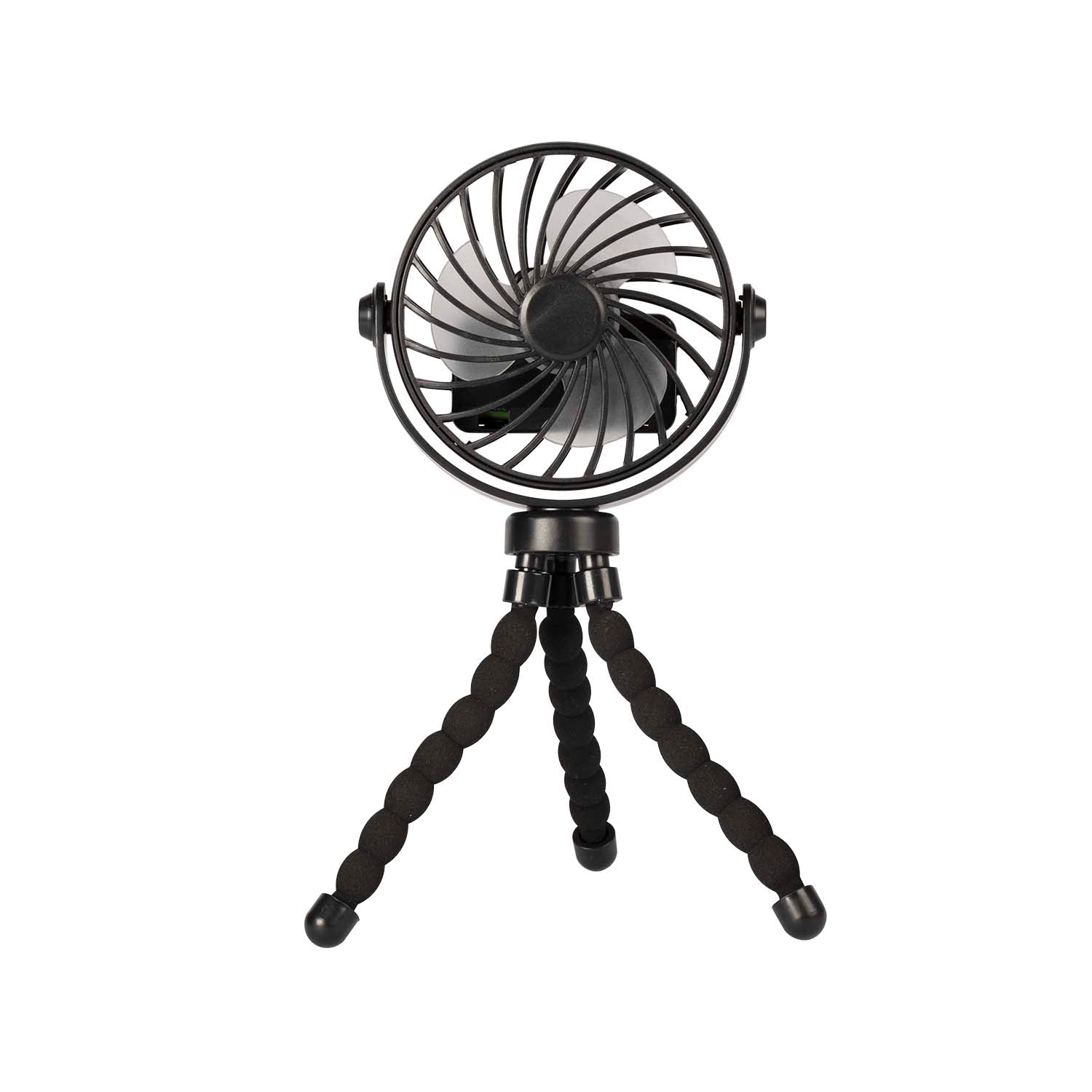 DICTROLUX - Ventilatore Ricaricabile USB da Tavolo e Portatile con Treppiede Flessibile e LED h22,5 cm