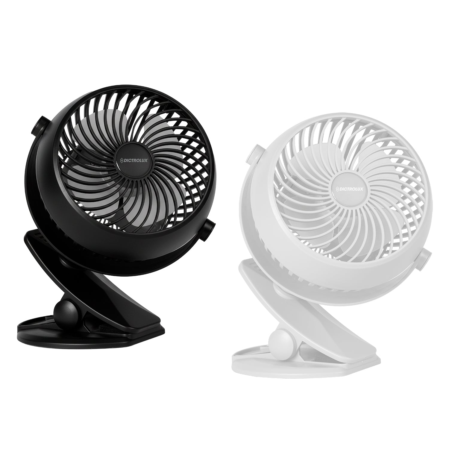 DICTROLUX - Ventilatore da Tavolo Ricaricabile USB con Clip h18,7 cm