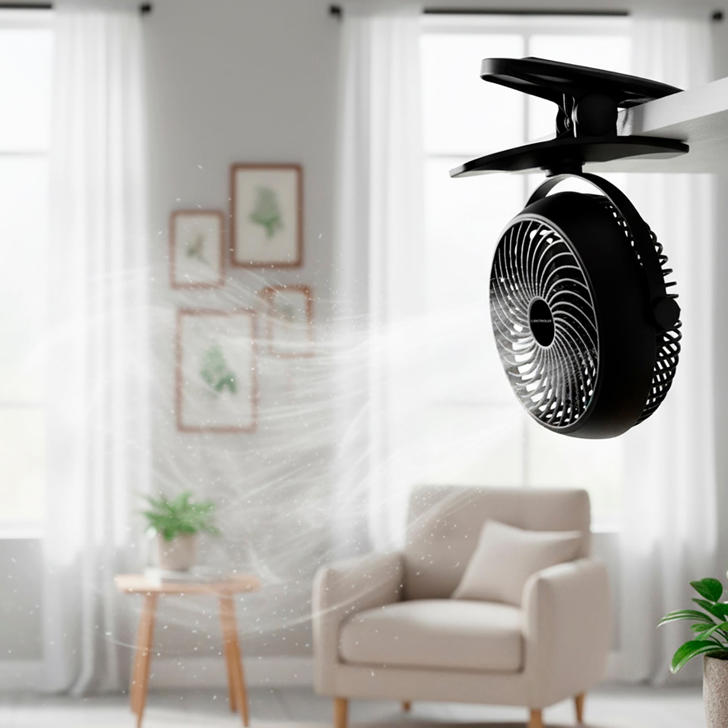 DICTROLUX - Ventilatore da Tavolo Ricaricabile USB con Clip h18,7 cm
