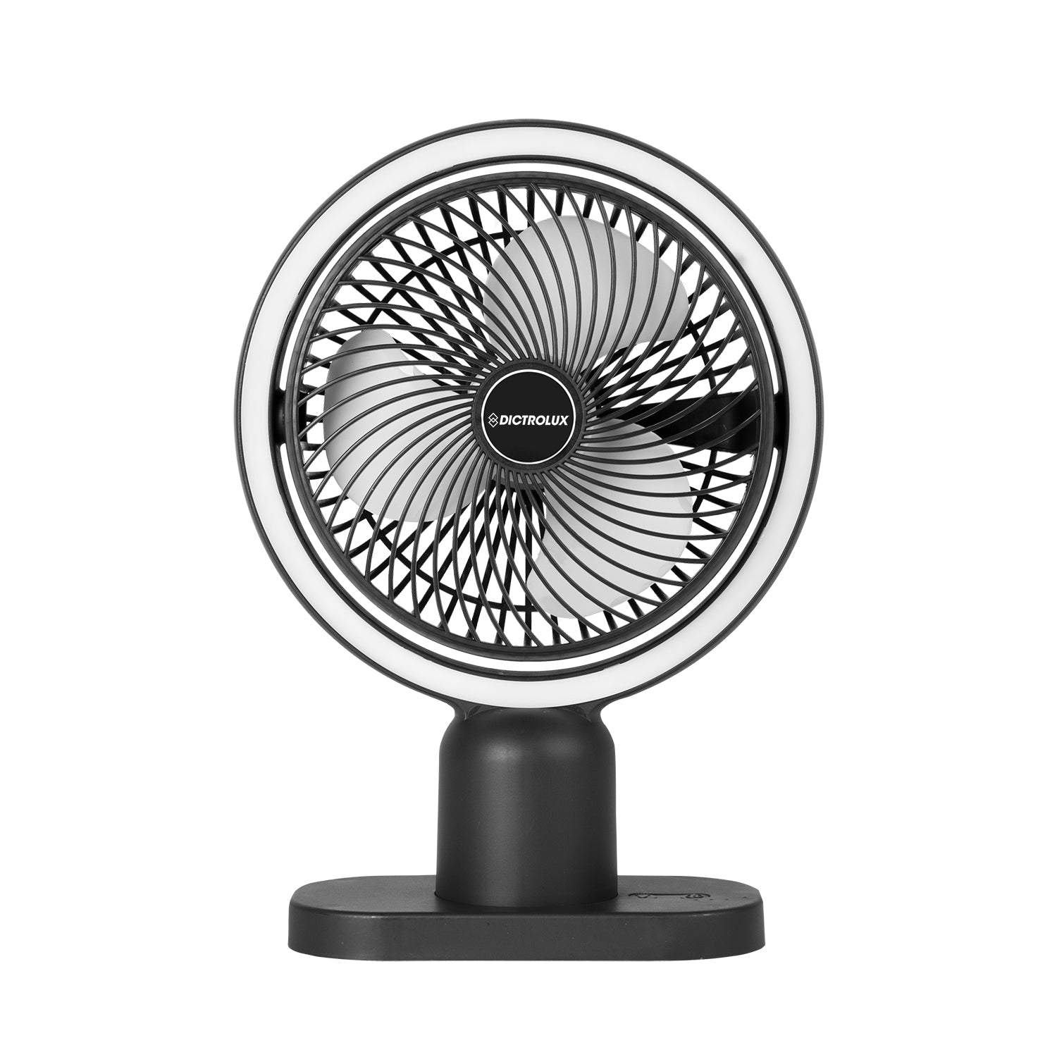DICTROLUX - Ventilatore da Tavolo Ricaricabile con Luce LED LumiAir - h28x20x9 cm