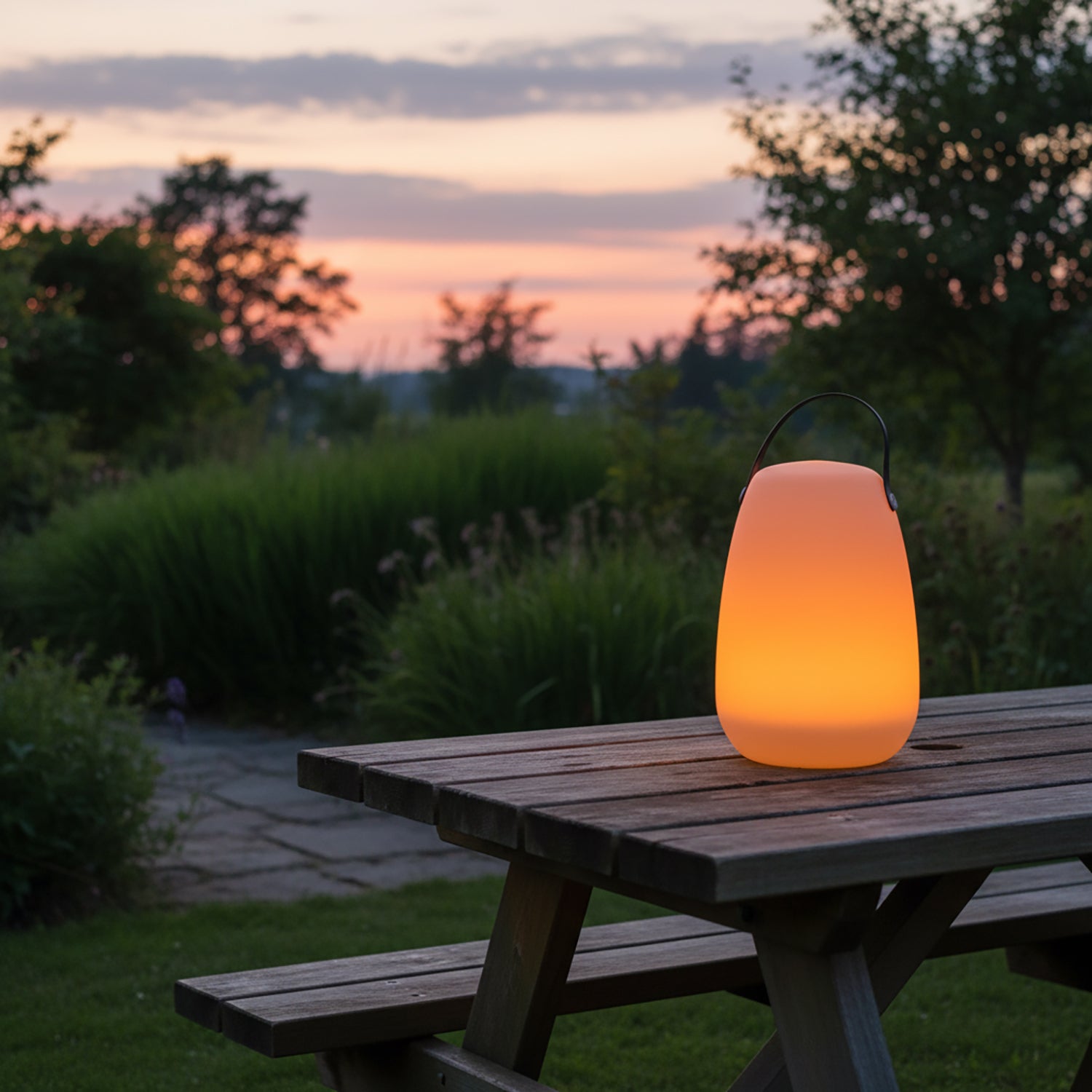 DICTROLUX - Lampada Solare Led Multicolor da esterno con Maniglia MooNy - h41 cm diametro 23 cm