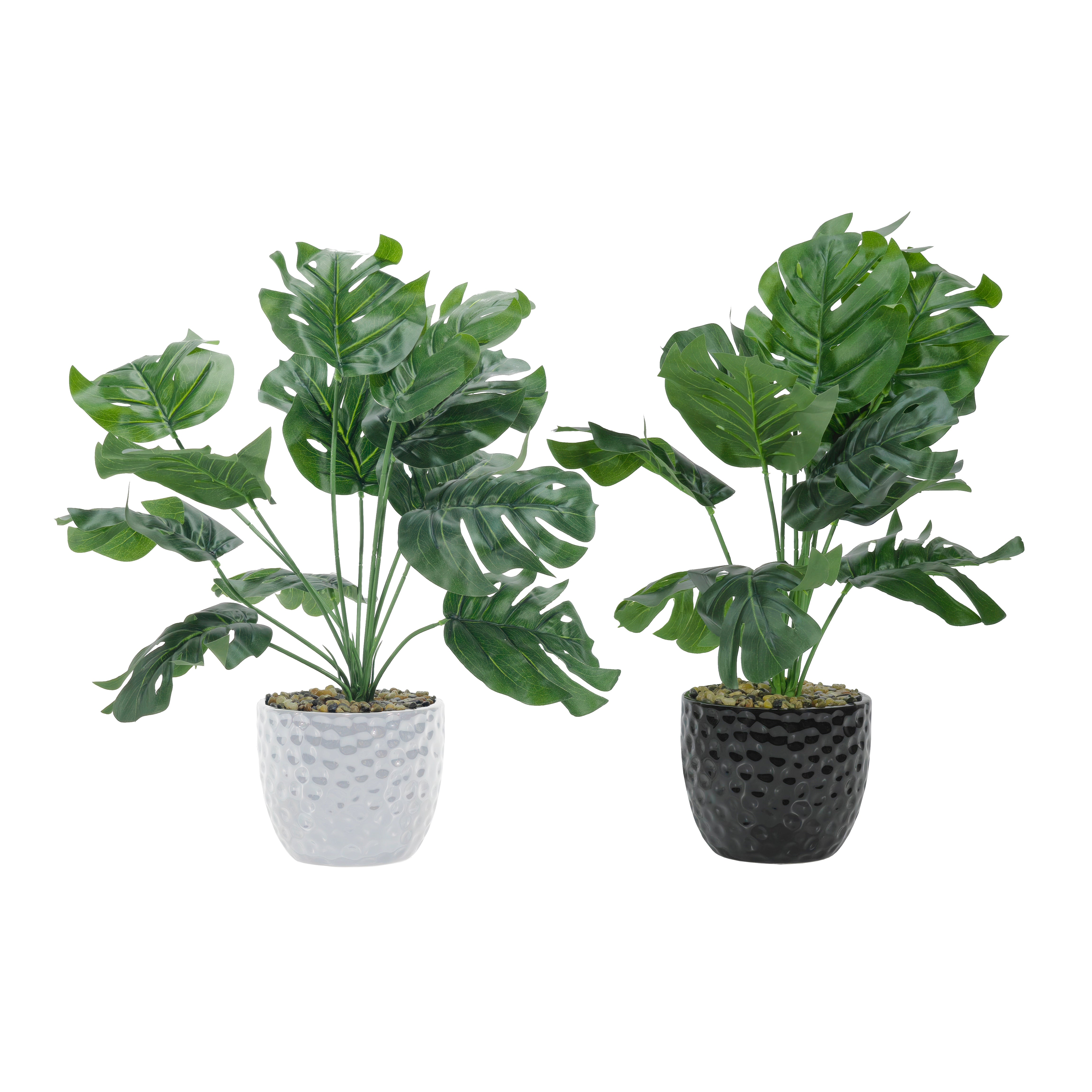 GT - Pianta artificiale Monstera in vaso - h32 cm x diametro 13 cm