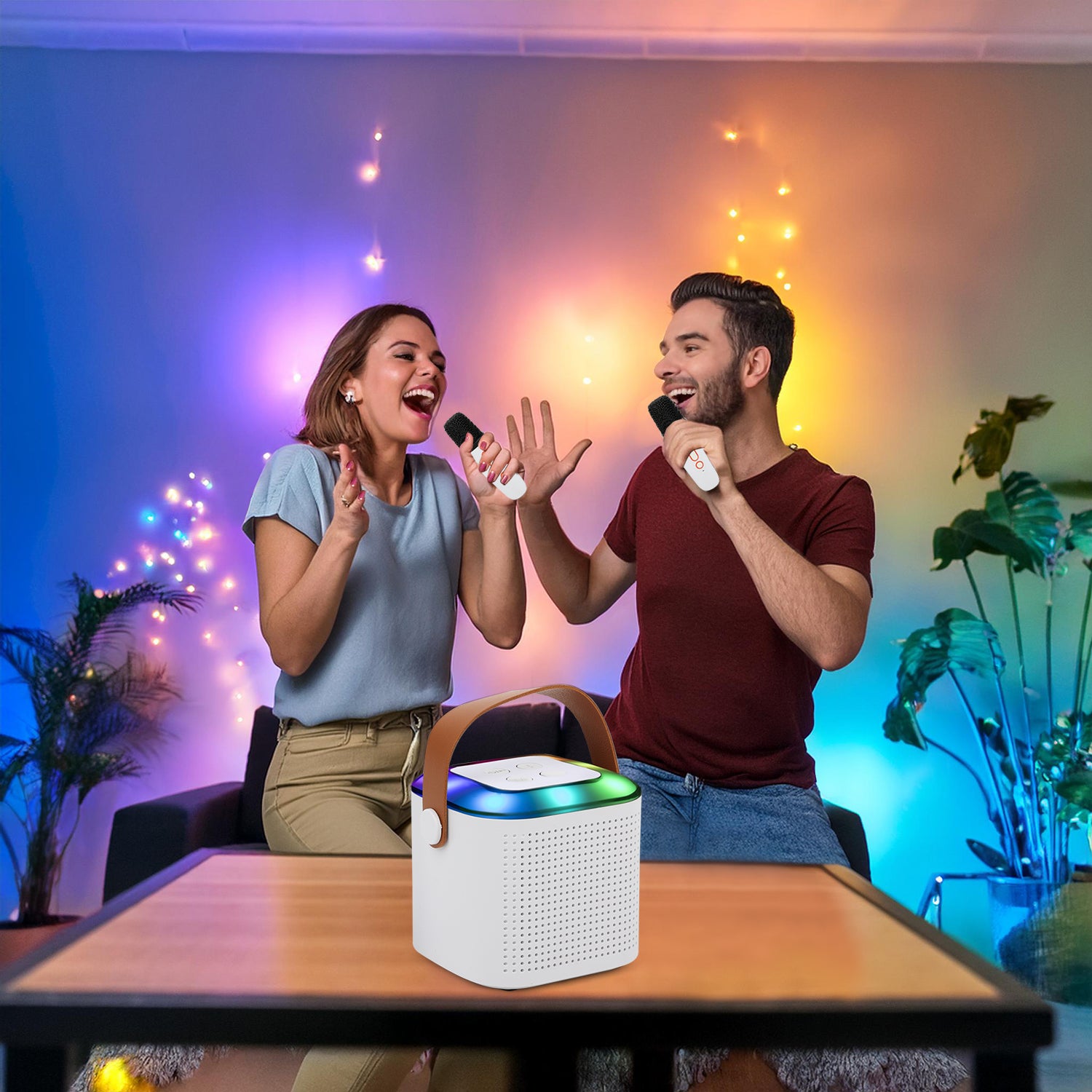 DICTROLUX - Mini Karaoke Portatile Bluetooth DLX416 con 2 Microfoni