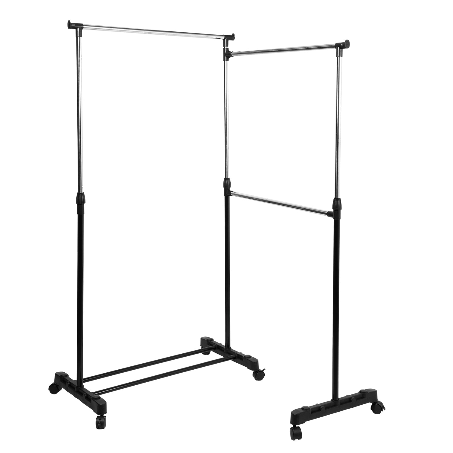 VESTIAMO CASA - Appendiabiti Estensibile in acciaio inox, metallo e plastica con ripiano poggiascarpe - h156-94x156x43 cm