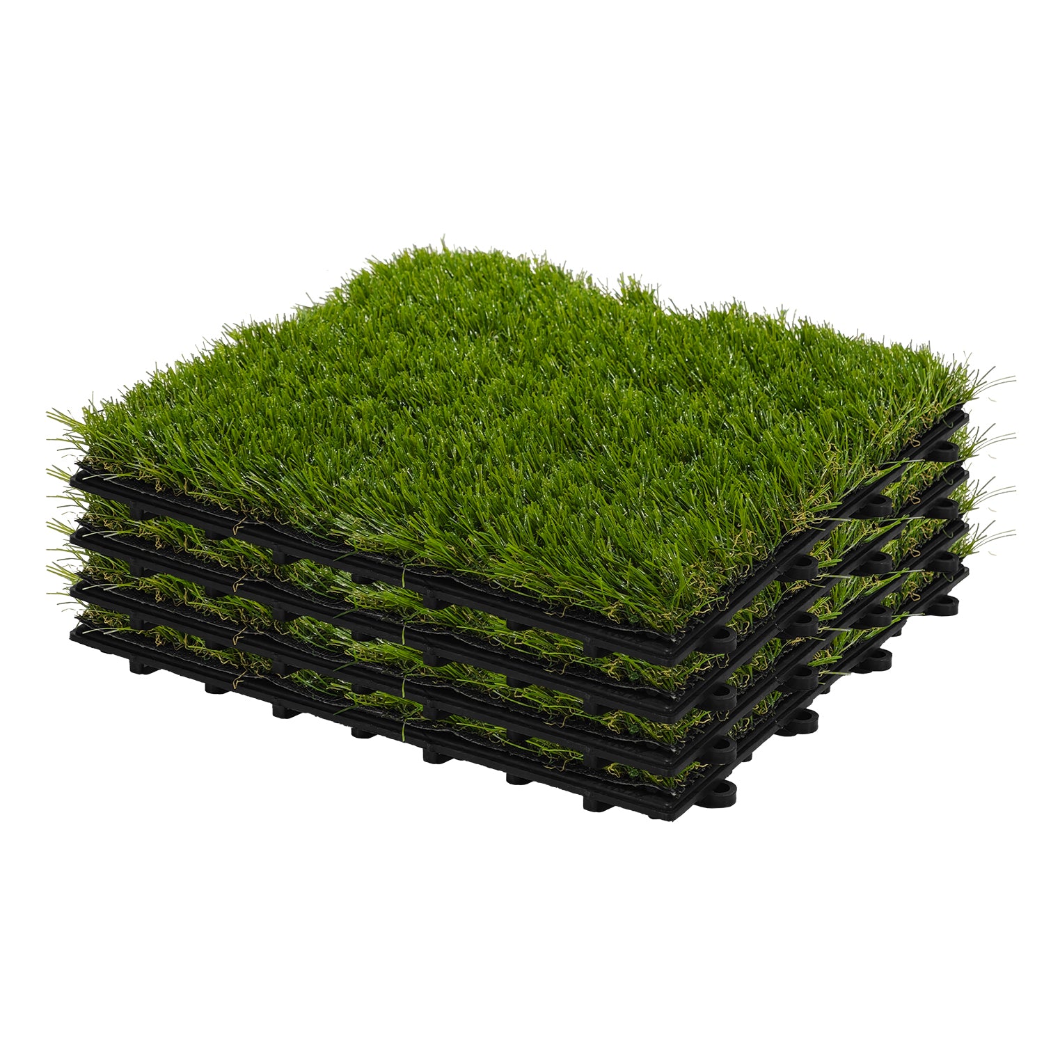 VESTIAMO CASA GIARDINO - Set 4 Mattonelle Prato da Esterno in Polietilene a Incastro 30×30 cm