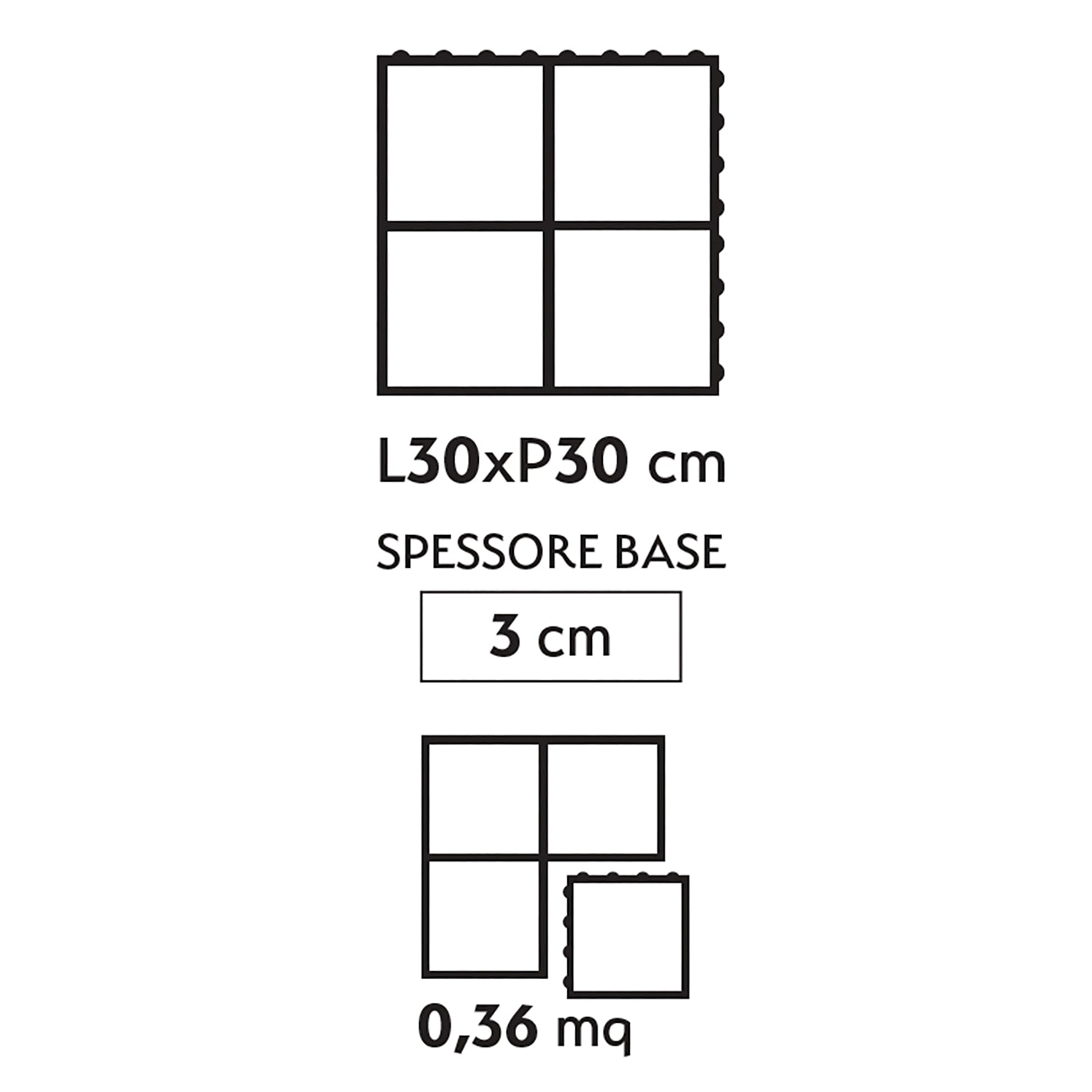 VESTIAMO CASA GIARDINO - Set 4 Mattonelle Prato da Esterno in Polietilene a Incastro 30×30 cm