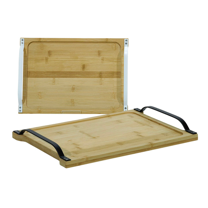 GUSTO CASA - Vassoio Rettangolare in bamboo e metallo con manici 35x24,5 cm