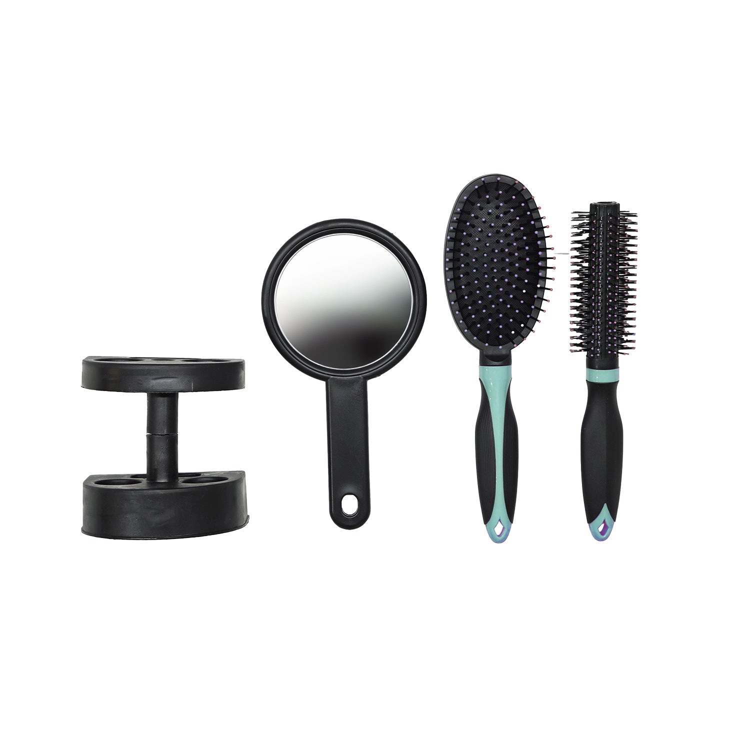 VESTIAMO CASA - Set Bellezza Capelli 3 Pezzi con Stand - 2 Spazzole + Specchio