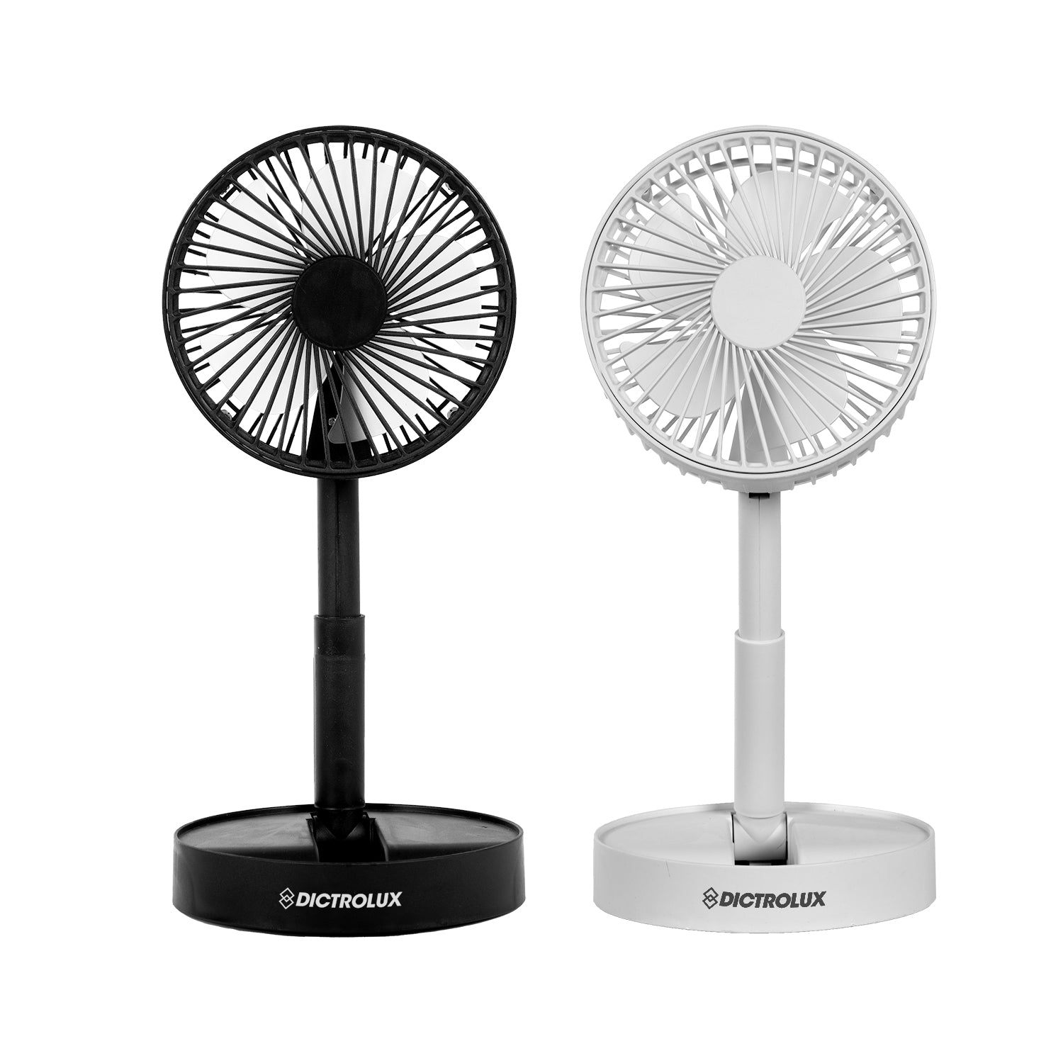 DICTROLUX - Ventilatore da scrivania Pieghevole e Ricaricabile 5 Watt - h21x10,6x6,5 cm