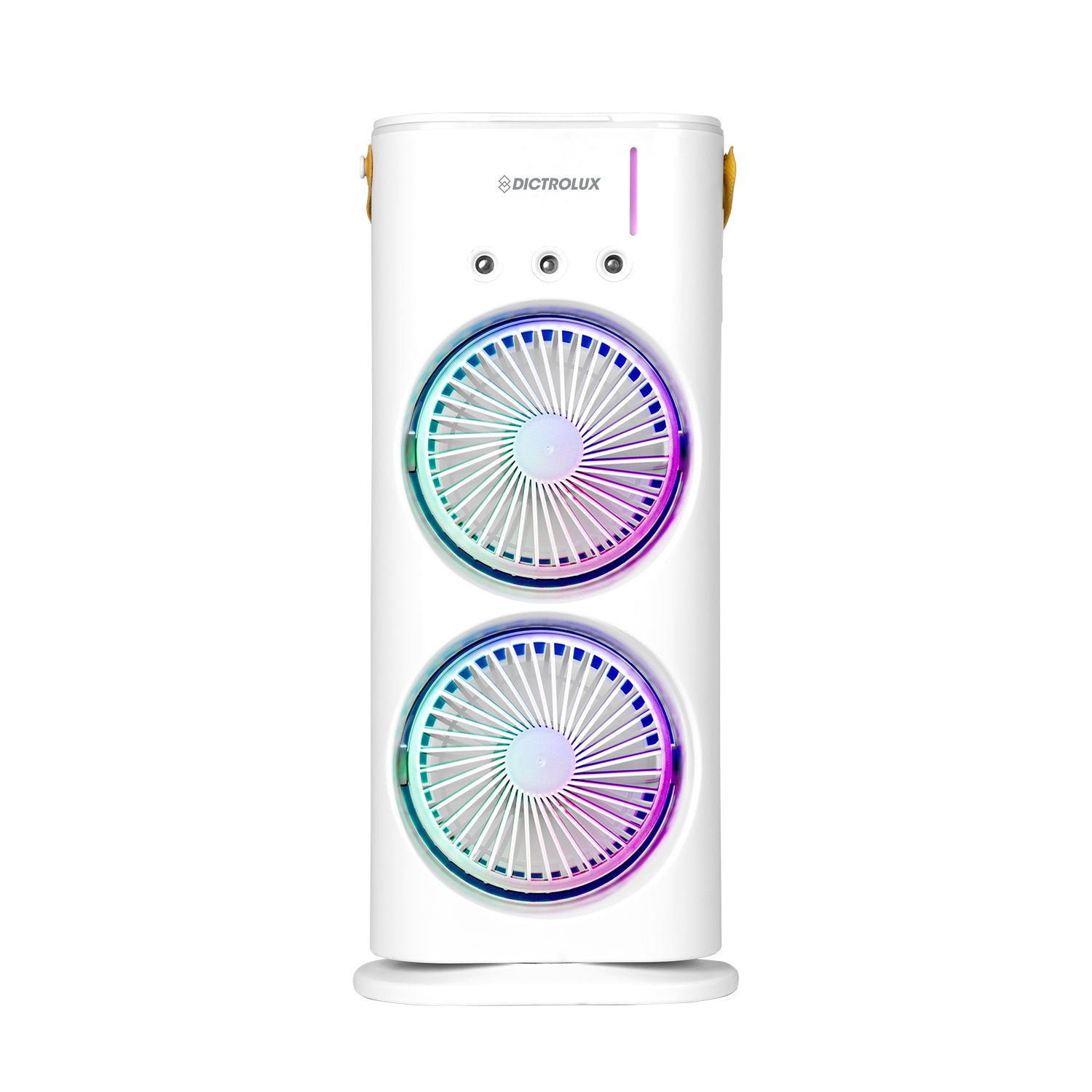 DICTROLUX - Ventilatore Portatile VortexFast - Doppia Ventola con LED Multicolor e Nebulizzazione