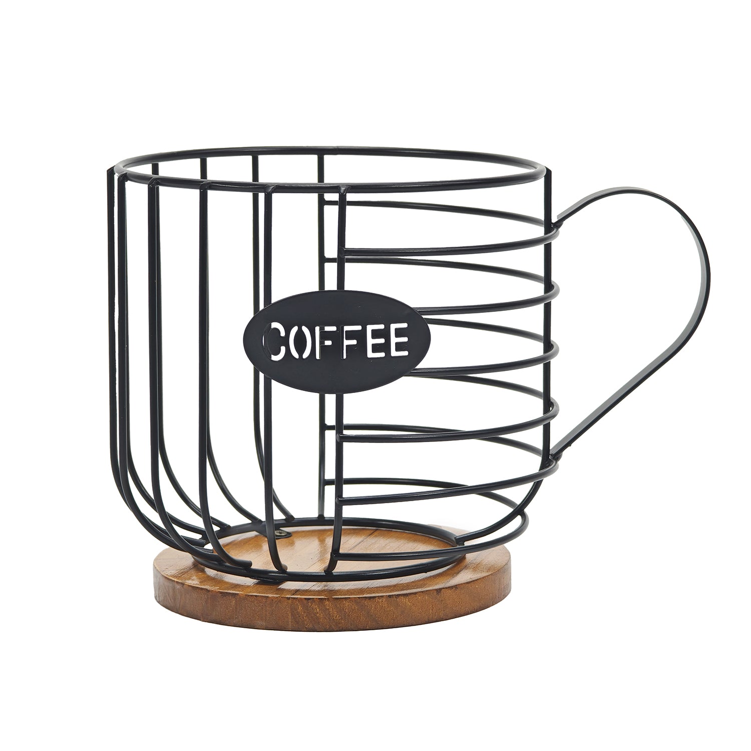 VESTIAMO CASA - Portacapsule a forma di Tazza in Metallo e Legno - h16x22x16 cm