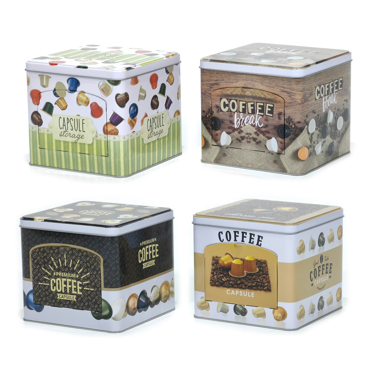 VESTIAMO CASA - Contenitore Portacapsule in Latta h13x14,5x14,5 cm