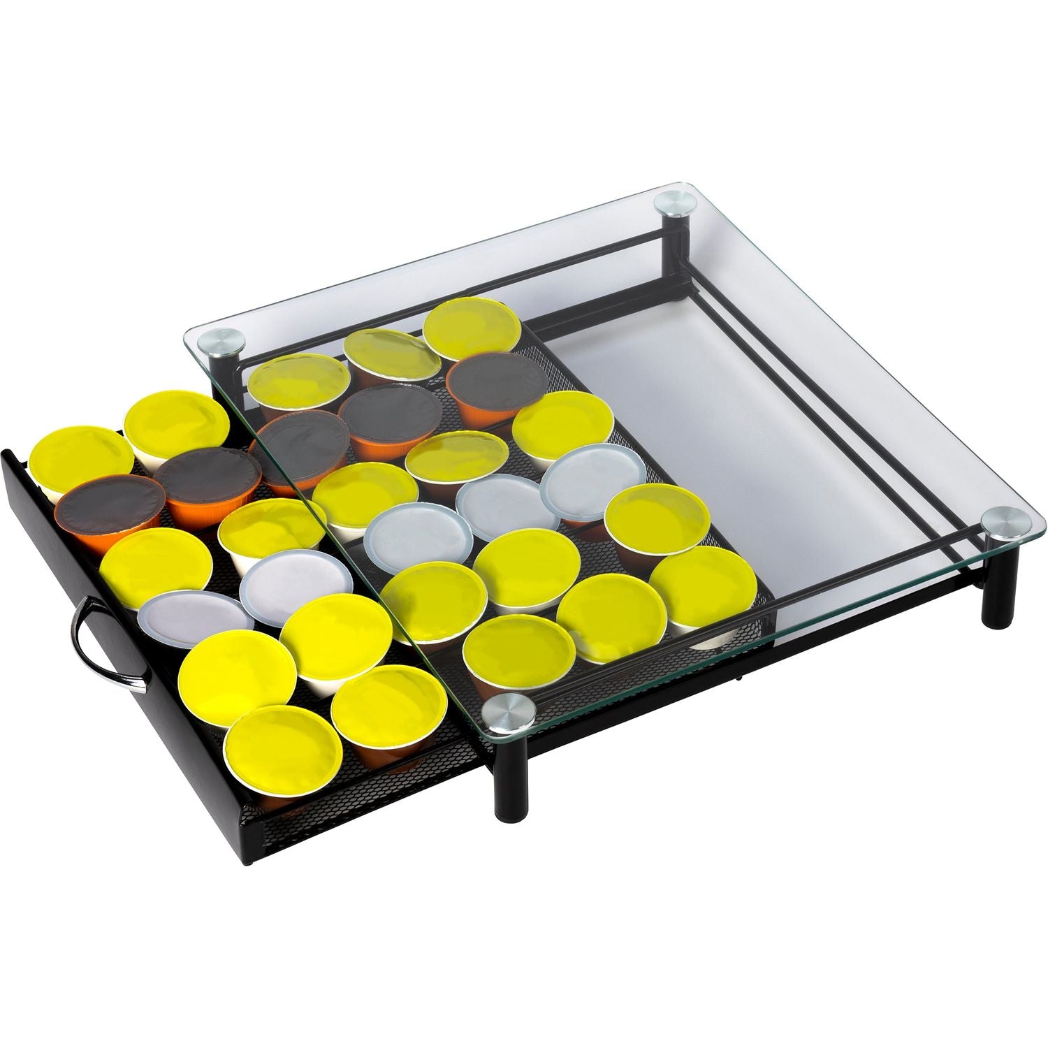 GUSTO CASA - Portacapsule in metallo e vetro 30/72 posti - h8,8x39x34,6 cm