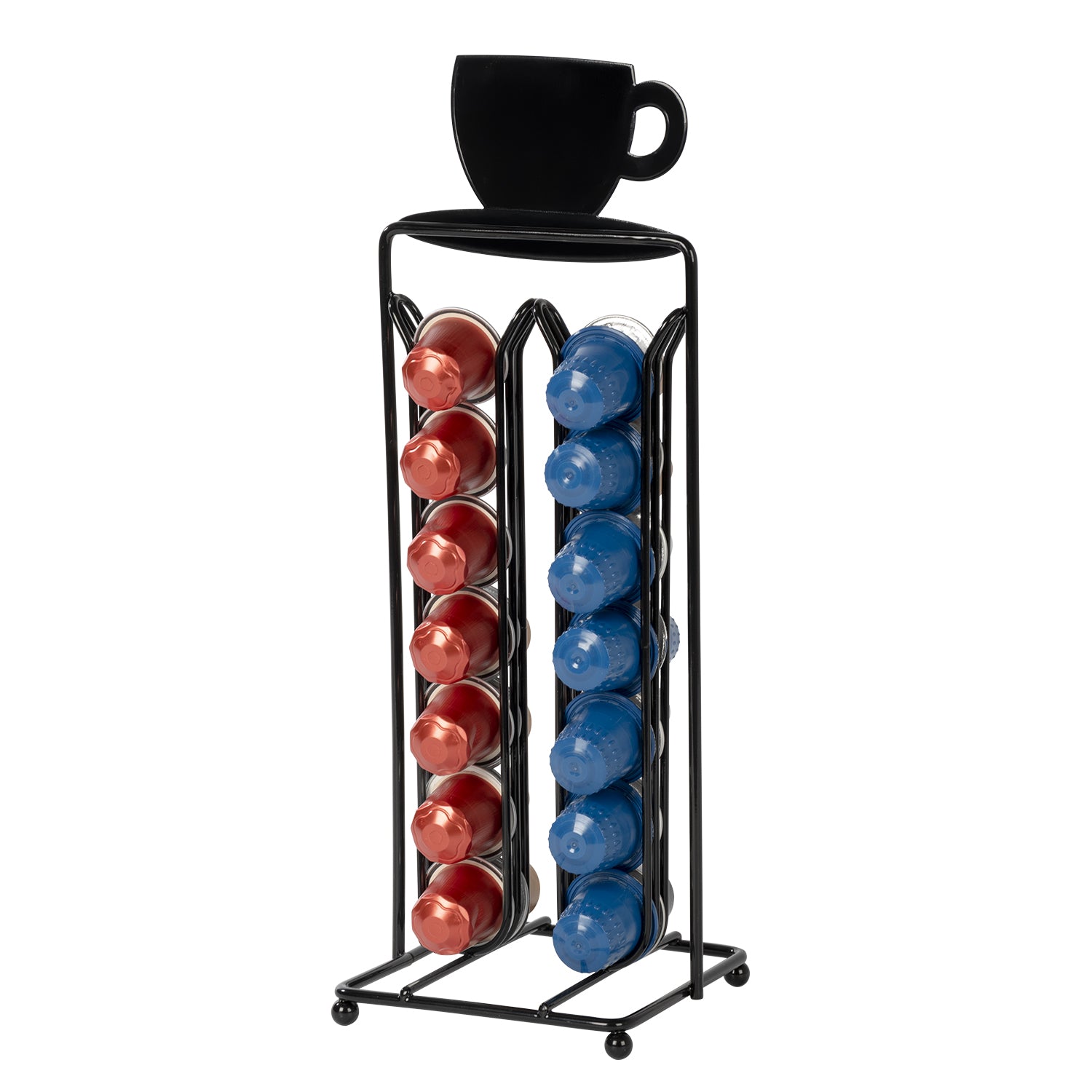 GUSTO CASA - Portacapsule in Metallo Nero 28 Posti - Compatibile con capsule Nespresso