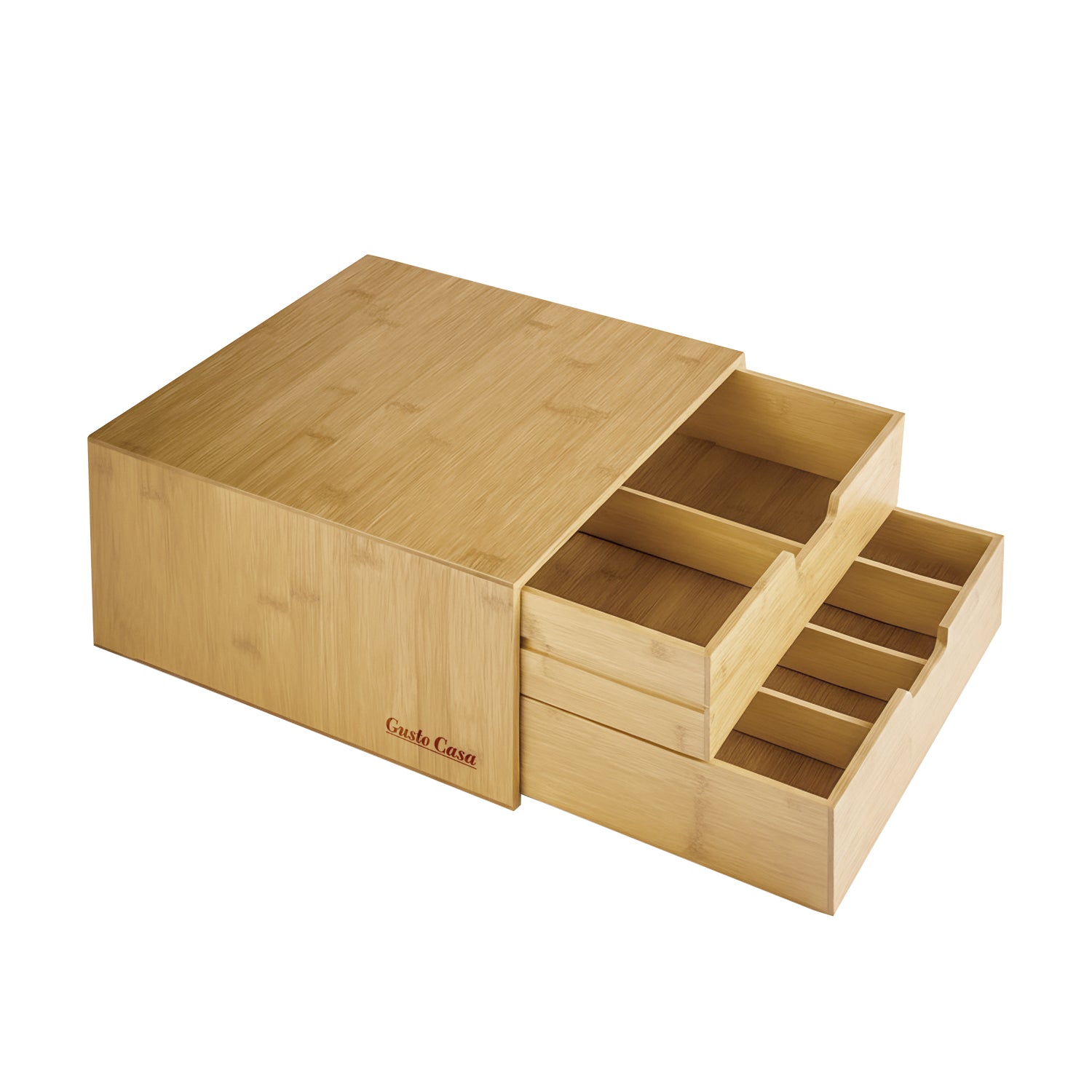 GUSTO CASA - Porta Capsule in Bamboo 6 Scomparti Salvaspazio Multiuso Linea Natura - Compatibile con capsule Dolce Gusto, A Modo Mio e Nespresso