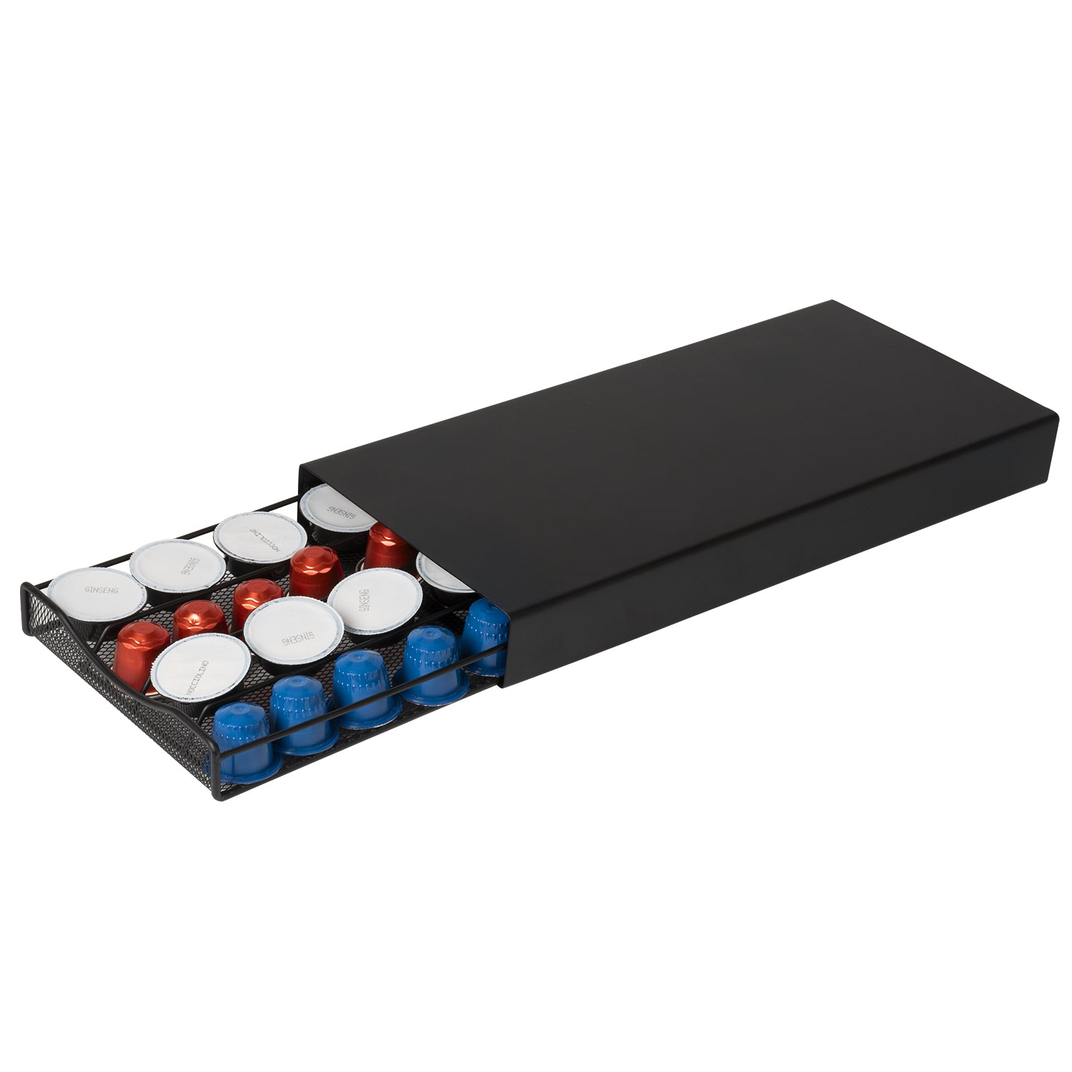 GUSTO CASA - Portacapsule in Metallo 2 in 1 Nero - Compatibile con capsule Nespresso e A Modo Mio