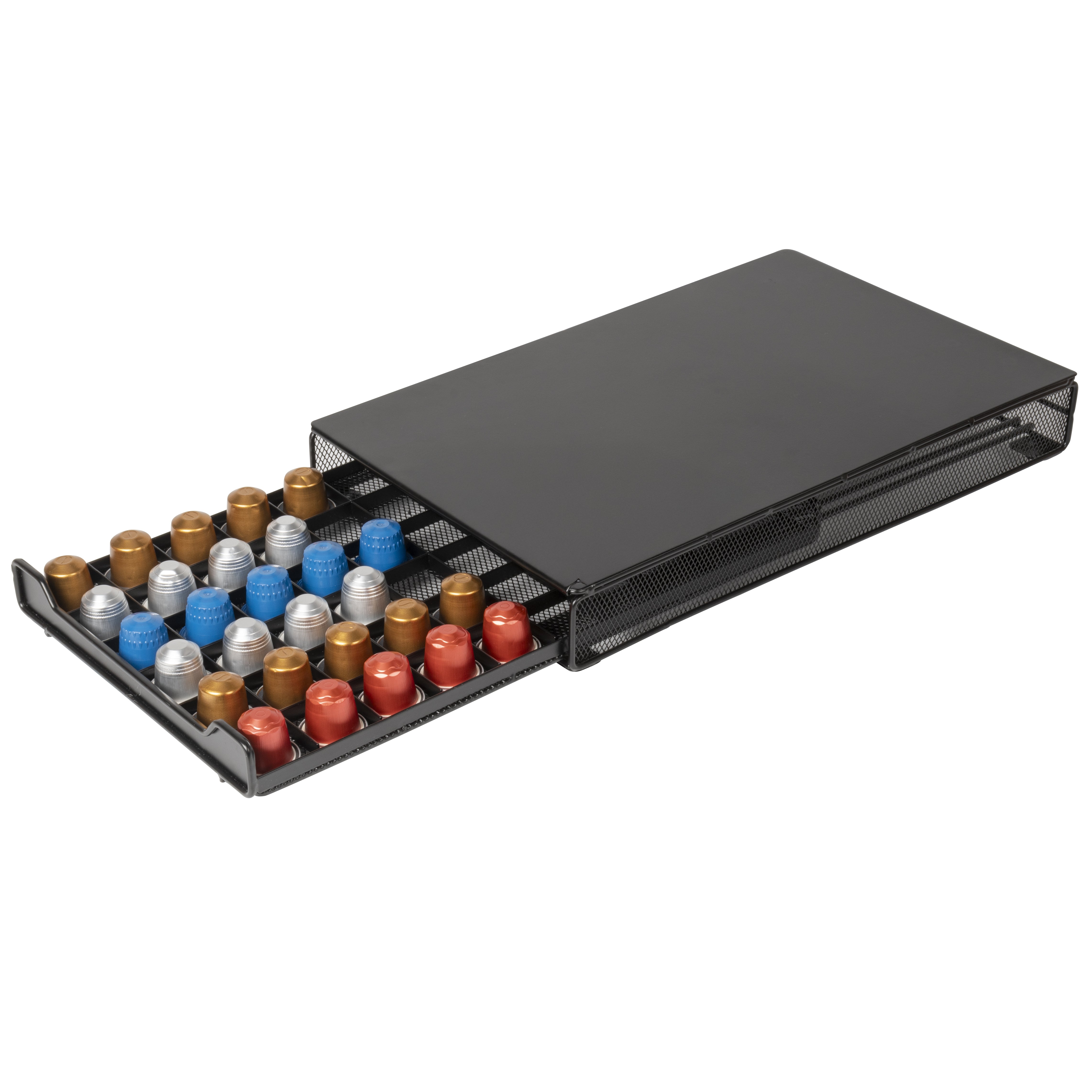 GUSTO CASA - Portacapsule in Metallo 2 in 1 Nero 60 Posti - Compatibile con capsule Nespresso