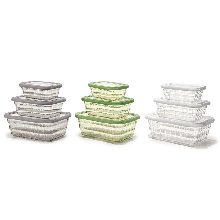 GUSTO CASA - Set 3 Contenitori Rettangolari Ermetici Trasparenti Linea Timeless