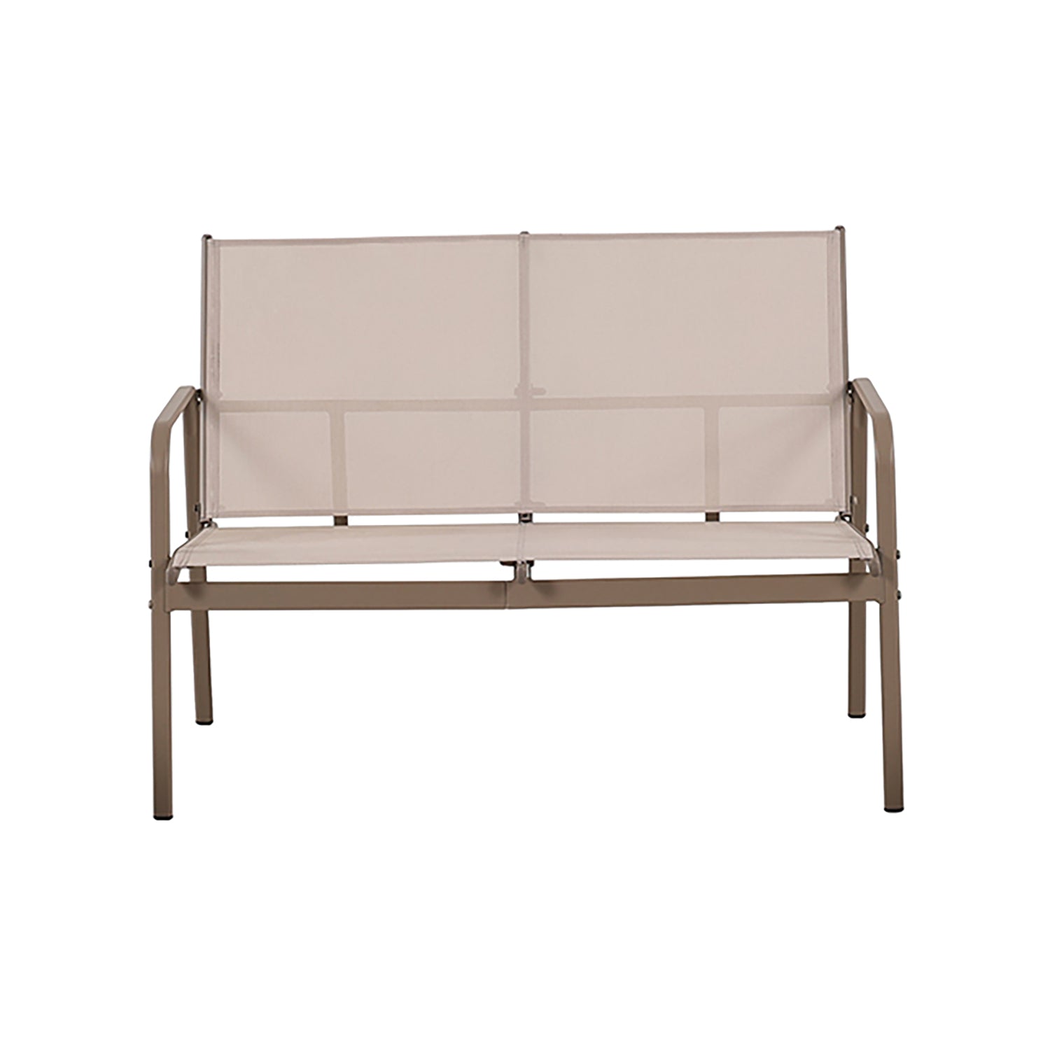 VESTIAMO CASA GIARDINO - Set da giardino 4 pezzi Struttura in Acciaio Tortora, braccioli e Top in Vetro