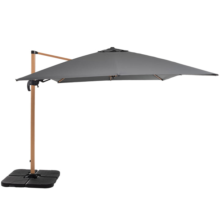 VESTIAMO CASA GIARDINO - Ombrellone da giardino Rettangolare struttura in alluminio Effetto Legno Tessuto Grigio 3x4 metri