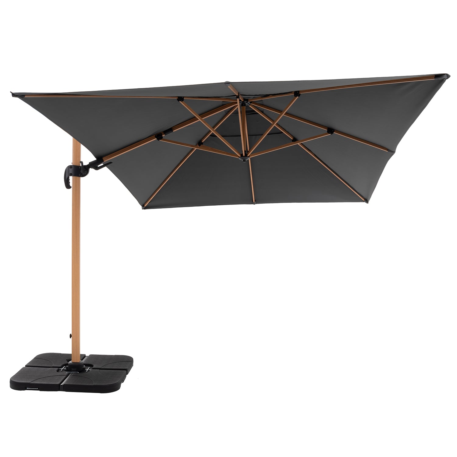 VESTIAMO CASA GIARDINO - Ombrellone da giardino Rettangolare struttura in alluminio Effetto Legno Tessuto Grigio 3x4 metri