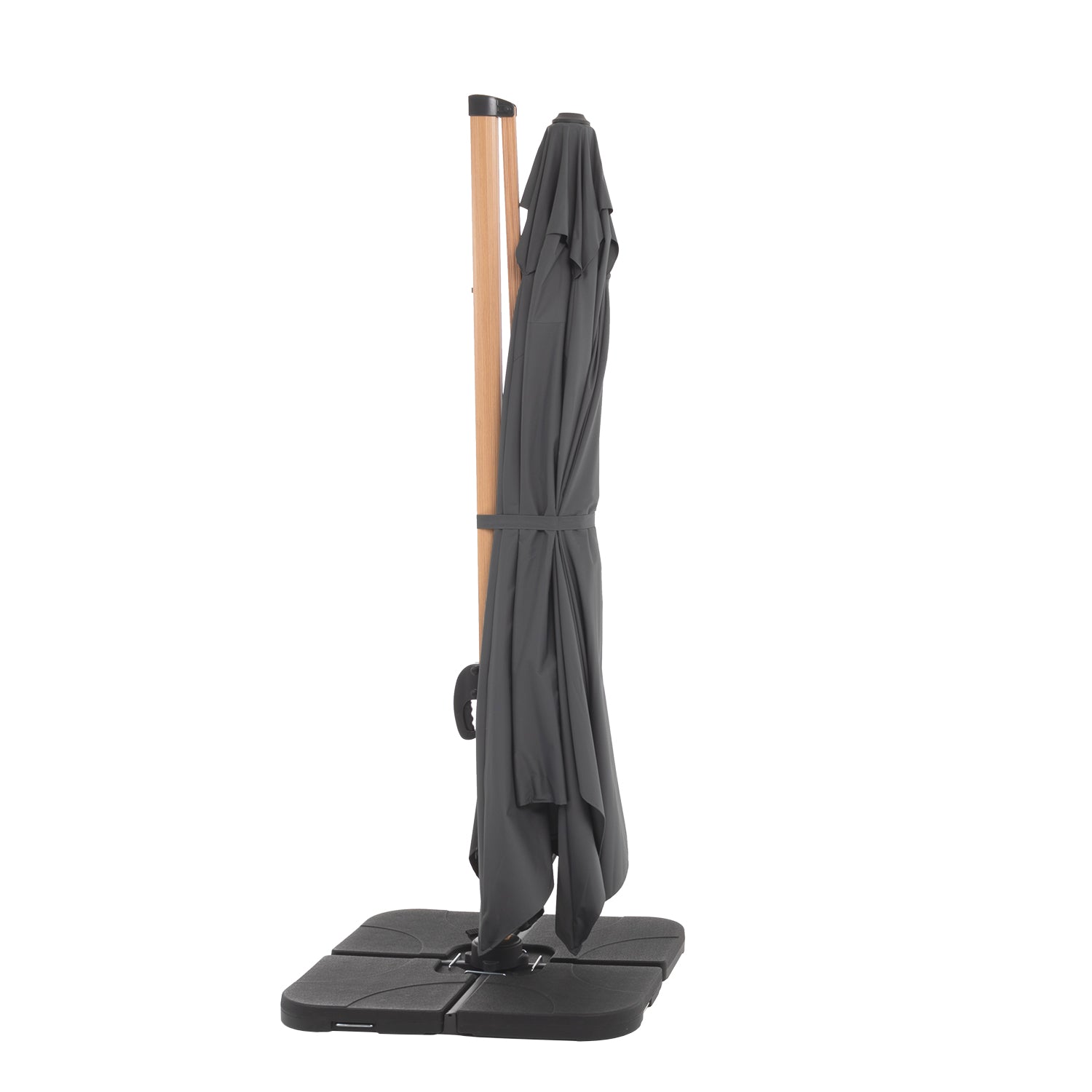 VESTIAMO CASA GIARDINO - Ombrellone da giardino Rettangolare struttura in alluminio Effetto Legno Tessuto Grigio 3x4 metri