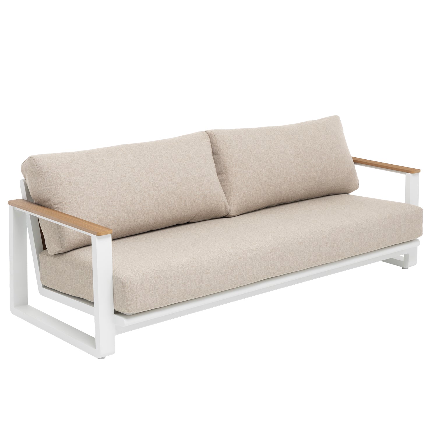 VESTIAMO CASA GIARDINO - Set da giardino 4 pezzi Struttura in Alluminio Bianco, braccioli in Polywood e cuscini Beige