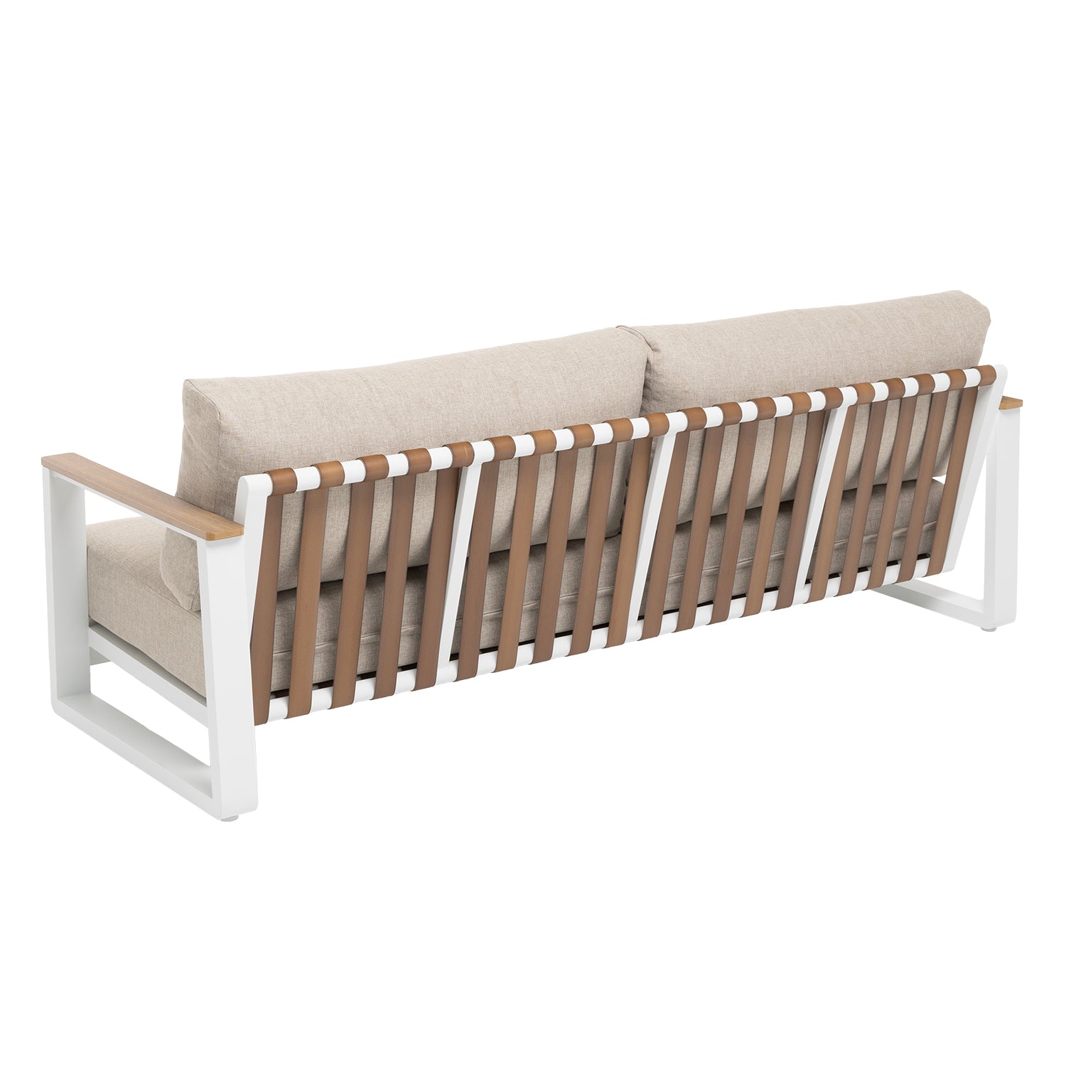 VESTIAMO CASA GIARDINO - Set da giardino 4 pezzi Struttura in Alluminio Bianco, braccioli in Polywood e cuscini Beige