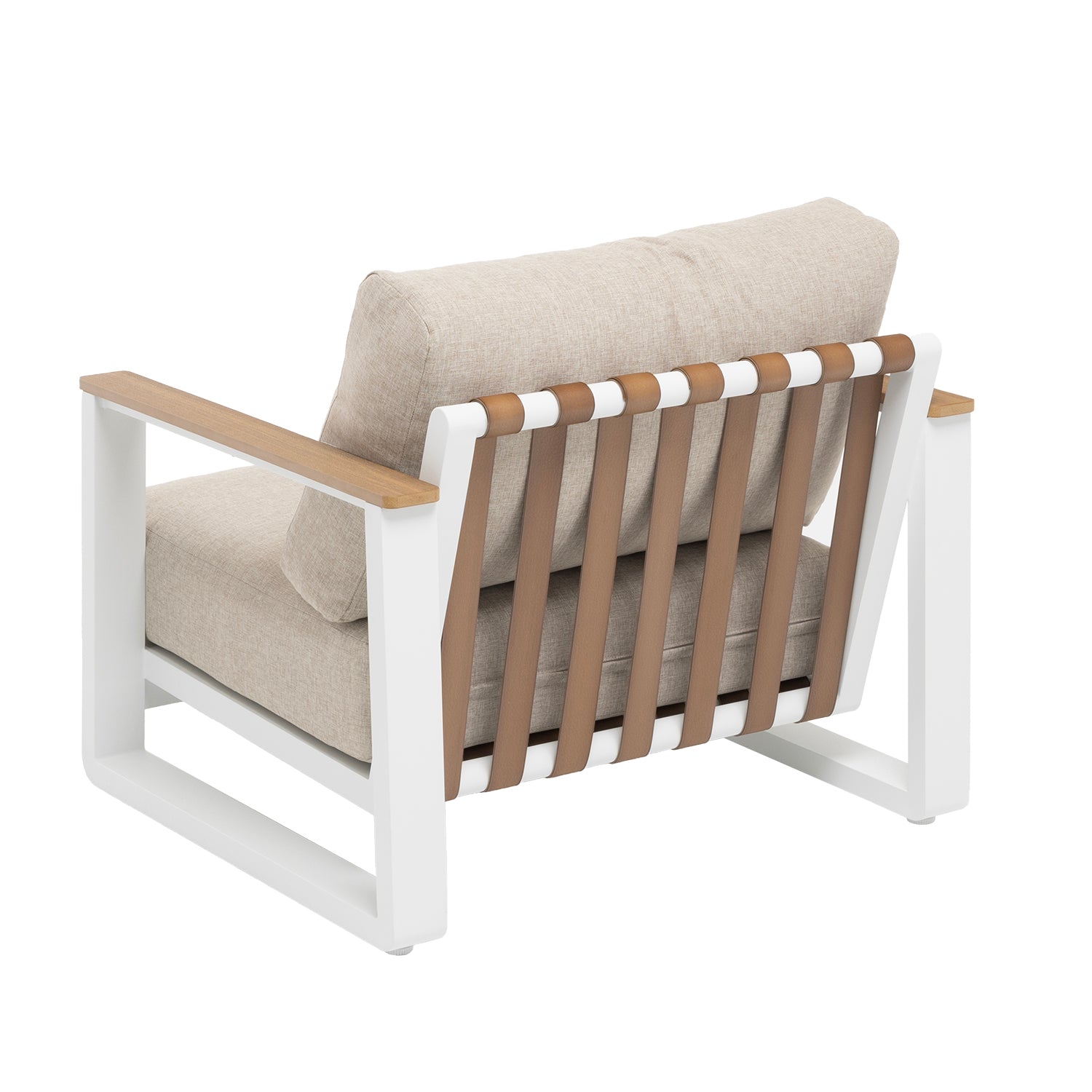 VESTIAMO CASA GIARDINO - Set da giardino 4 pezzi Struttura in Alluminio Bianco, braccioli in Polywood e cuscini Beige