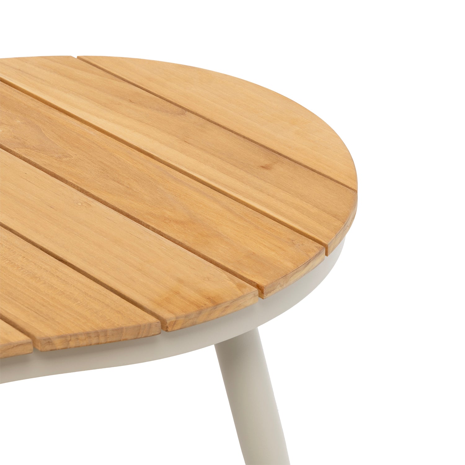 VESTIAMO CASA GIARDINO - Set da giardino 5 pezzi Struttura in Alluminio Tortora, braccioli in Legno di Teak e cuscini Beige