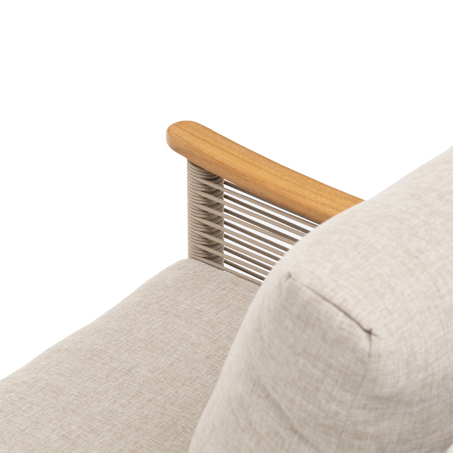 VESTIAMO CASA GIARDINO - Set da giardino 5 pezzi Struttura in Alluminio Tortora, braccioli in Legno di Teak e cuscini Beige