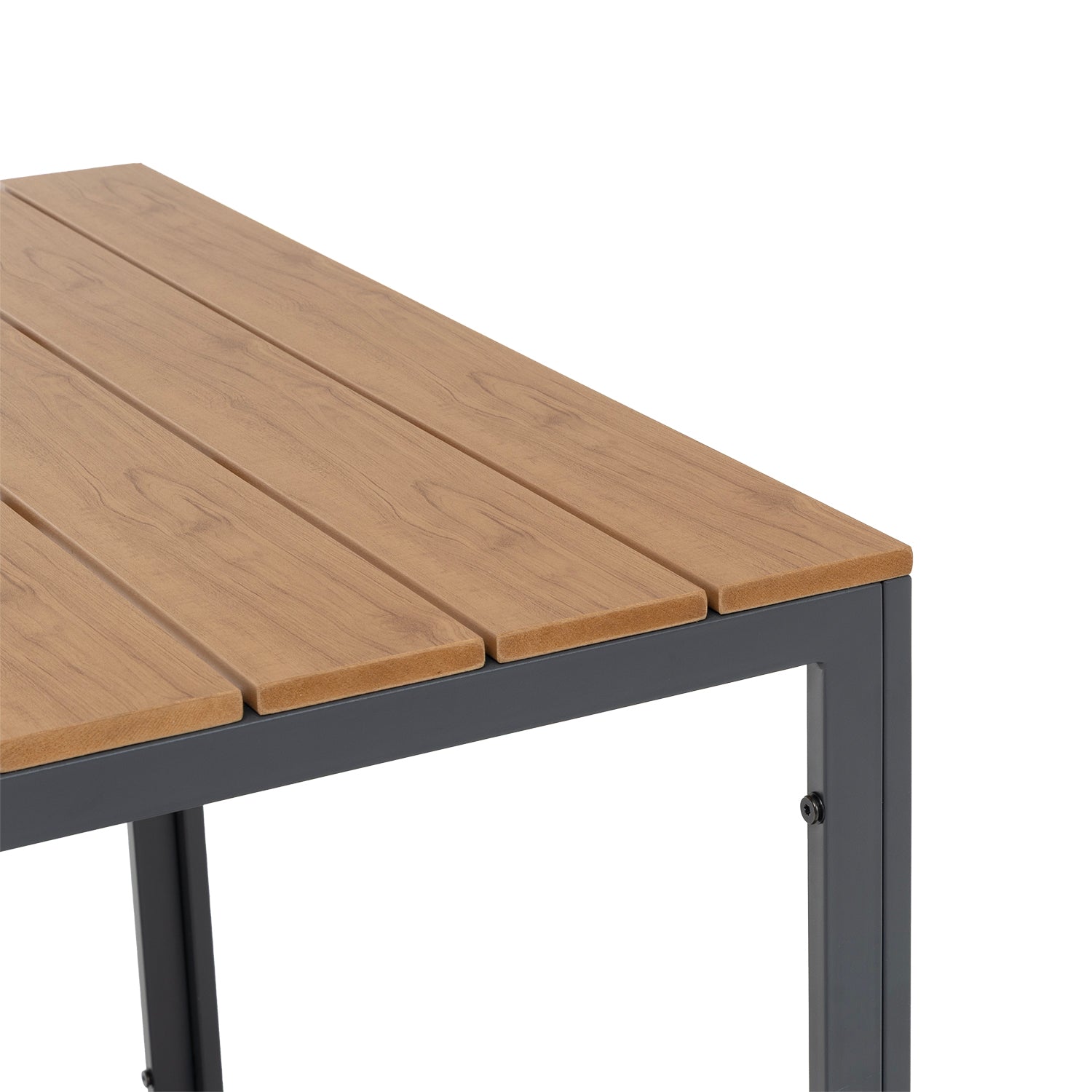 VESTIAMO CASA GIARDINO - Set da giardino 7 pezzi Tavolo con 6 Sedie struttura in Acciaio Antracite, braccioli con cuscini inclusi e Top in Polywood