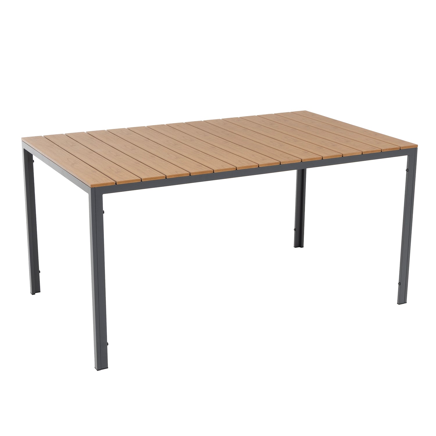 VESTIAMO CASA GIARDINO - Set da giardino 7 pezzi Tavolo con 6 Sedie struttura in Acciaio Antracite, braccioli con cuscini inclusi e Top in Polywood
