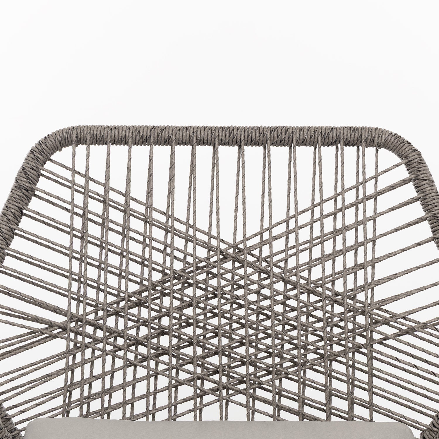 VESTIAMO CASA GIARDINO - Set da giardino 4 pezzi Struttura in Acciaio, con Intreccio in fibra sintetica effetto rattan Grigio e Top in Vetro, cuscini inclusi