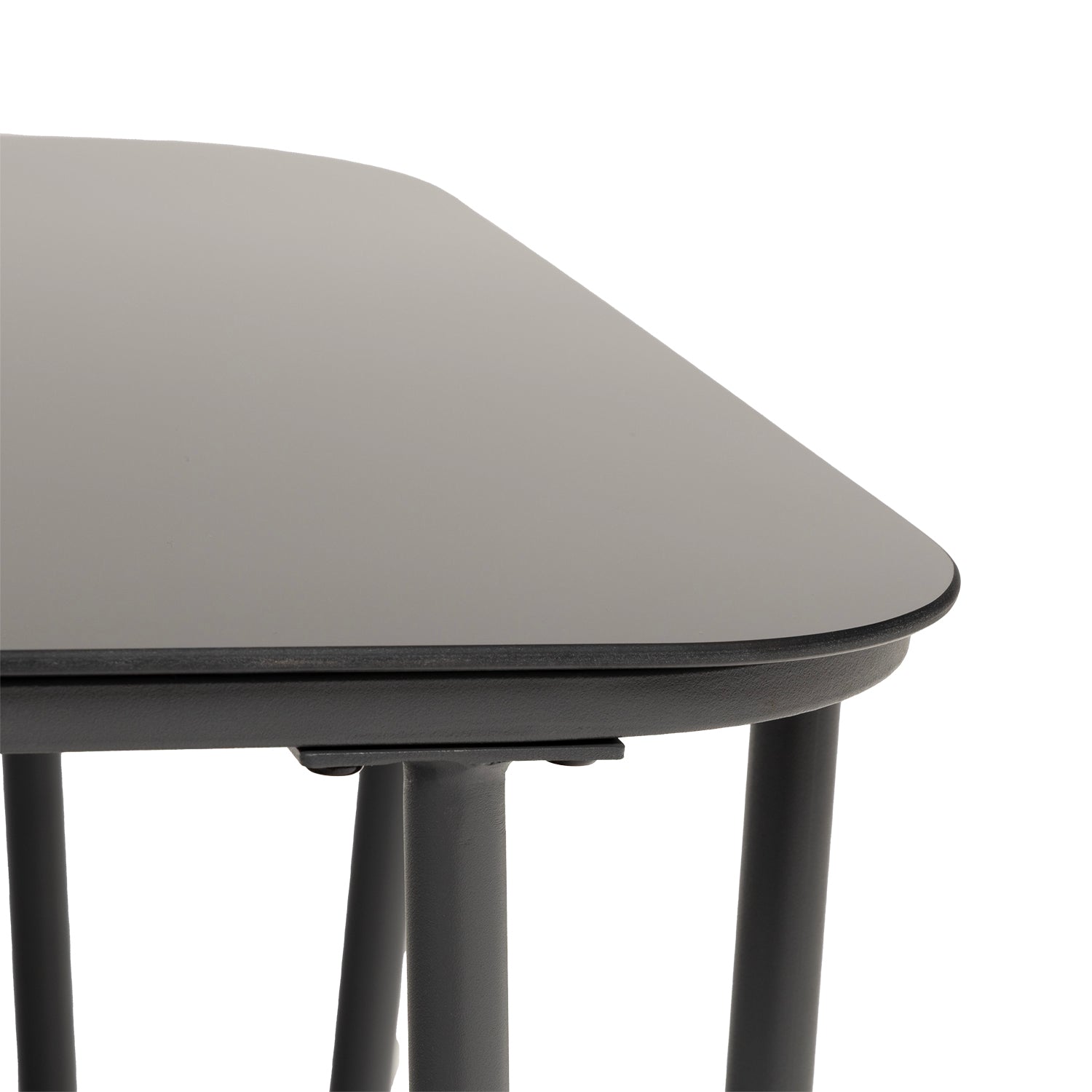 VESTIAMO CASA GIARDINO - Set da giardino 4 pezzi Struttura in Acciaio Antracite, braccioli con finitura effetto legno e Top in Vetro Temperato, cuscini inclusi