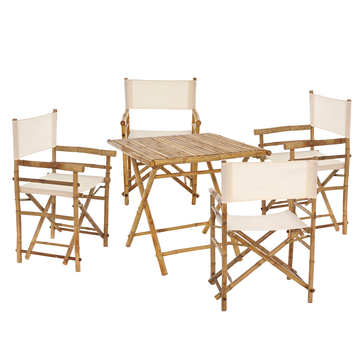 VESTIAMO CASA GIARDINO - Set Tavolo da Giardino 4 Sedie Richiudibili in Bamboo
