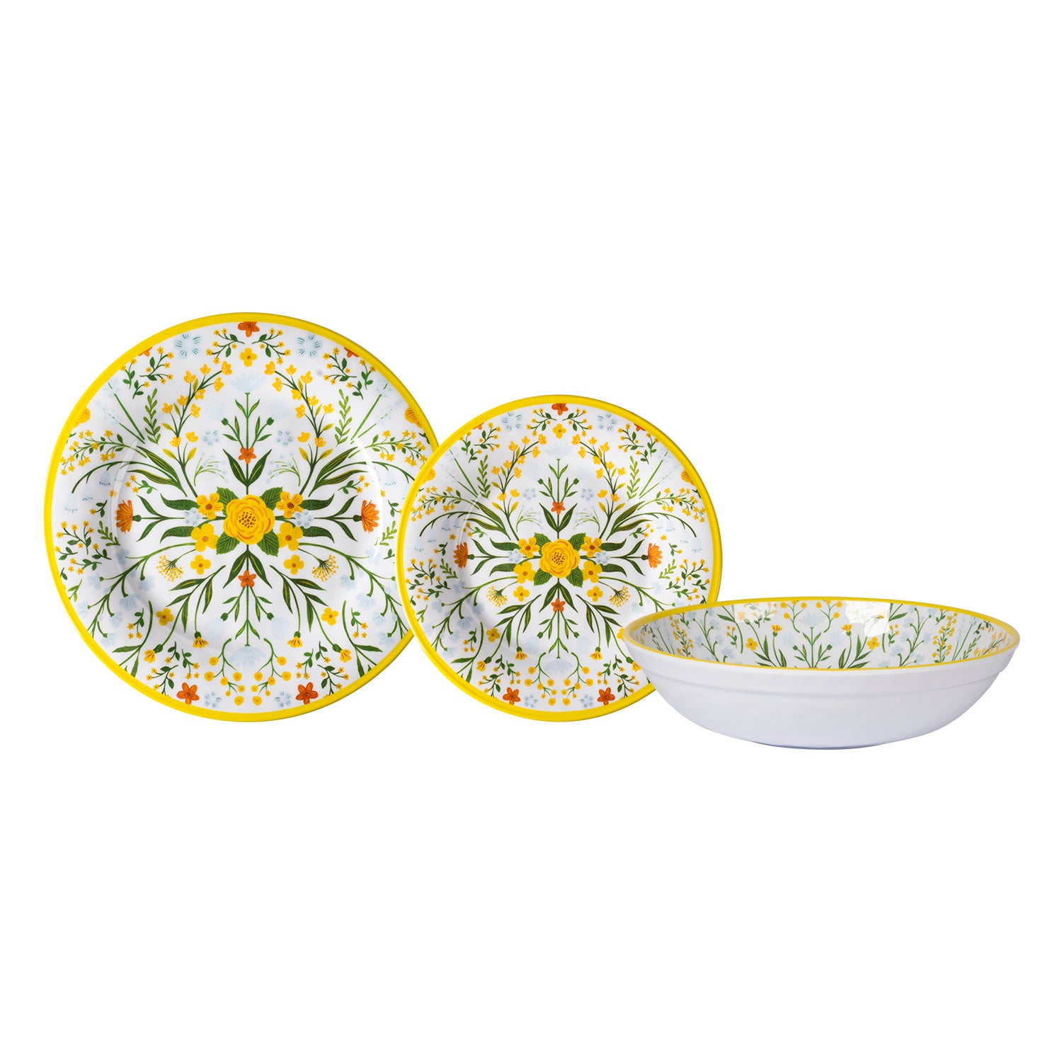 GUSTO CASA - Servizio di Piatti in Melamina Floreale 12 Pezzi