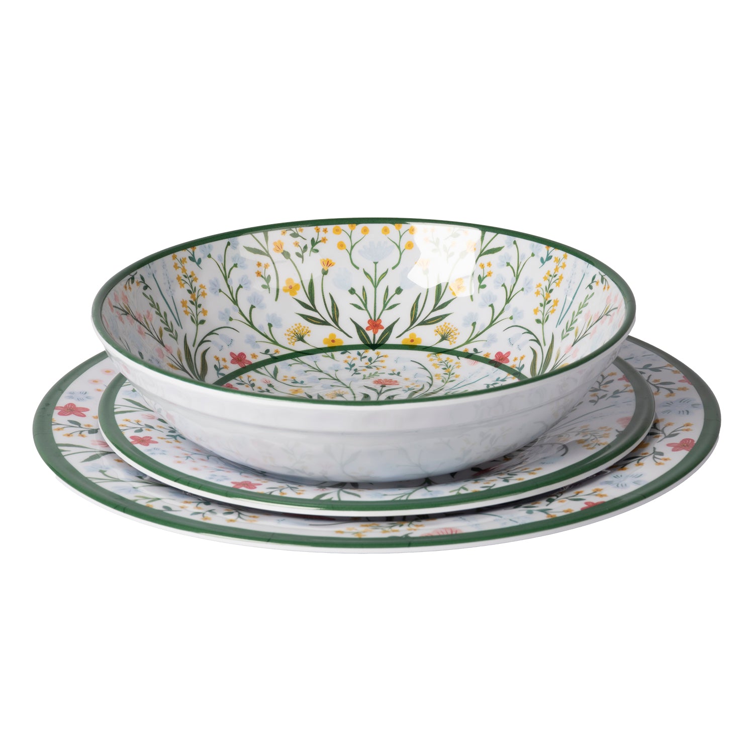 GUSTO CASA - Servizio di Piatti in Melamina Floreale 12 Pezzi