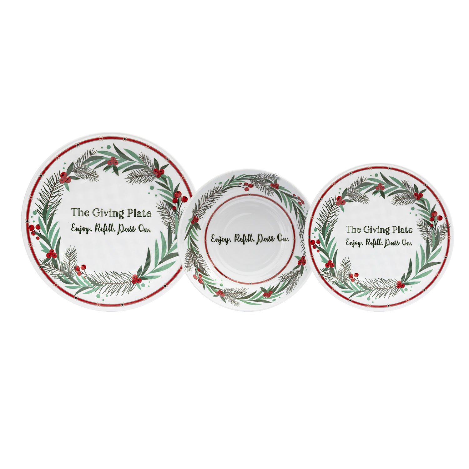 VESTIAMO CASA GRAN NATALE - Servizio di Piatti Natalizio in Melamina The Giving Plate 12 Pezzi