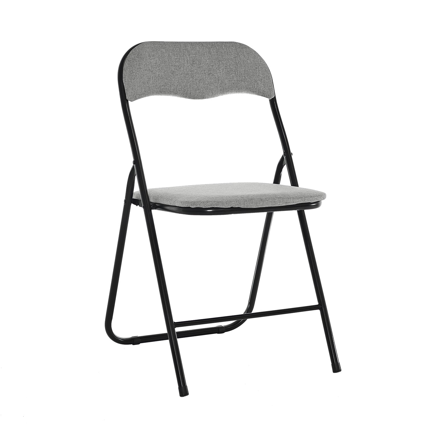 VESTIAMO CASA - Sedia Pieghevole in Lino Grigio chiaro - h78x43x44 cm