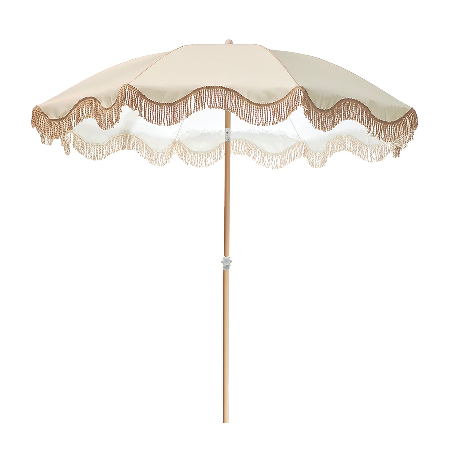 VESTIAMO CASA MARE - Ombrellone Mare con Frange e snodo Crema h218 cm diametro 200 cm