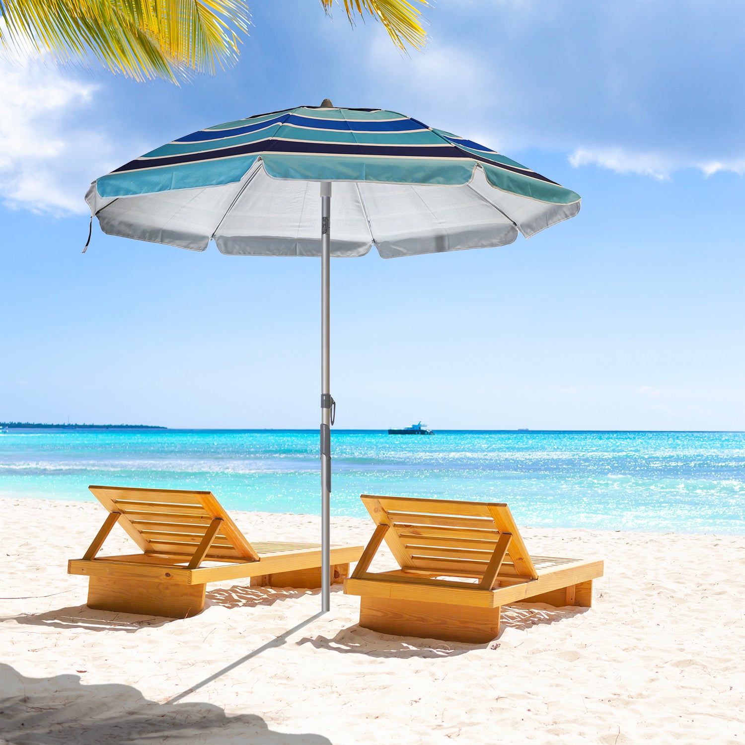 VESTIAMO CASA MARE - Ombrellone Mare con Snodo e Trivella Inclusa h204 cm diametro 200 cm