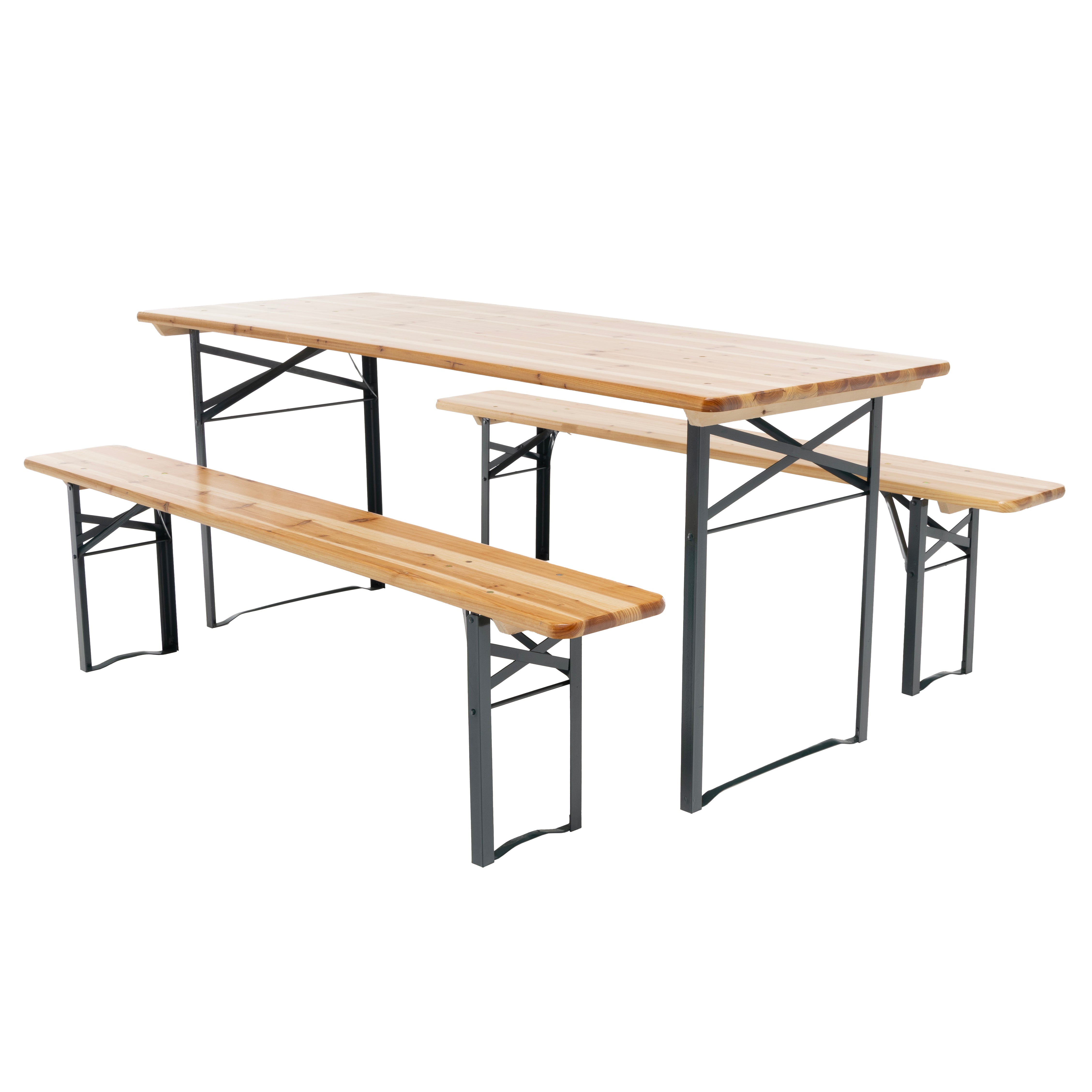 VESTIAMO CASA GIARDINO - Set Birreria da giardino con Tavolo e 2 panchine Pieghevoli