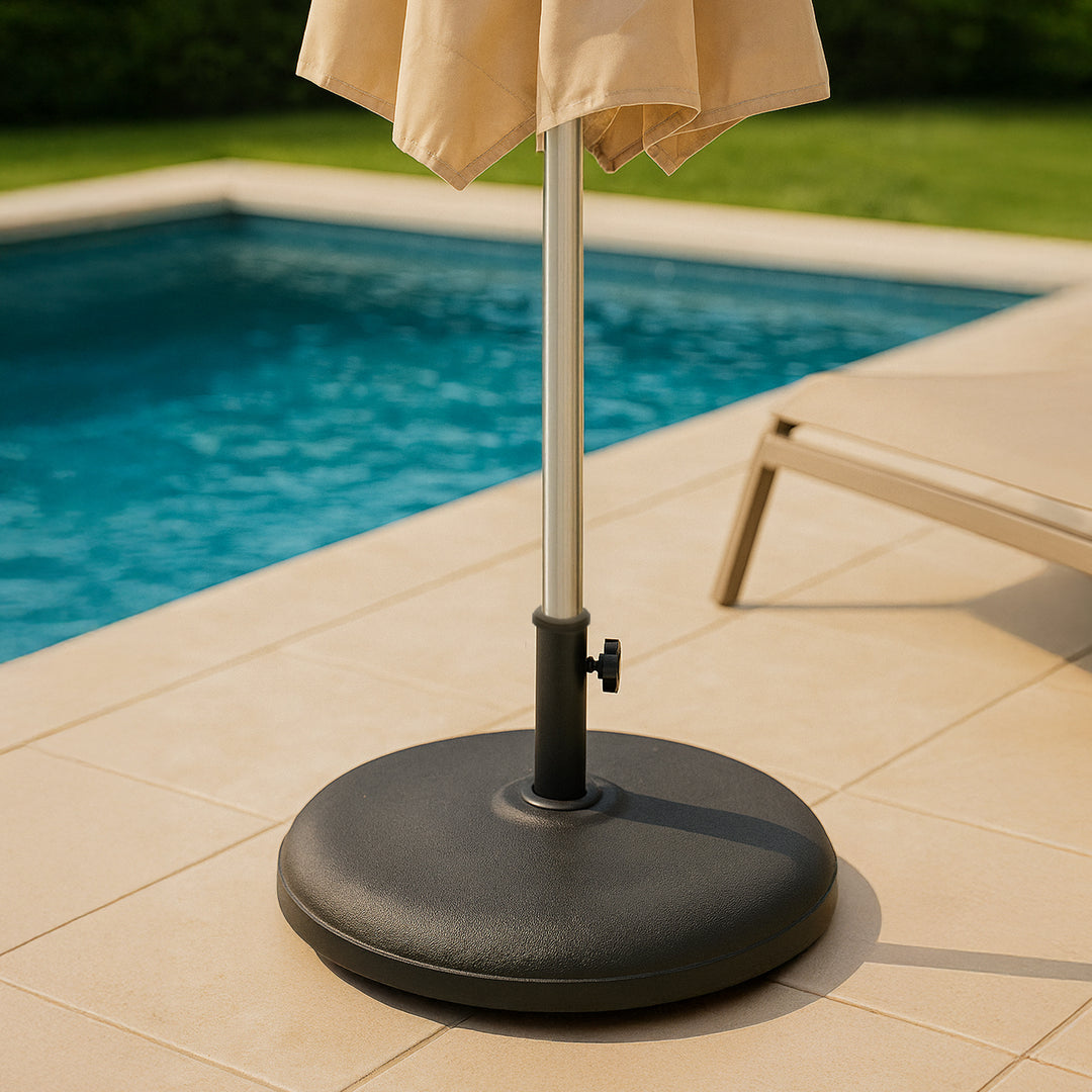 Base Tonda in Cemento Nero per Ombrellone da Giardino ⌀ 50 cm Ceto