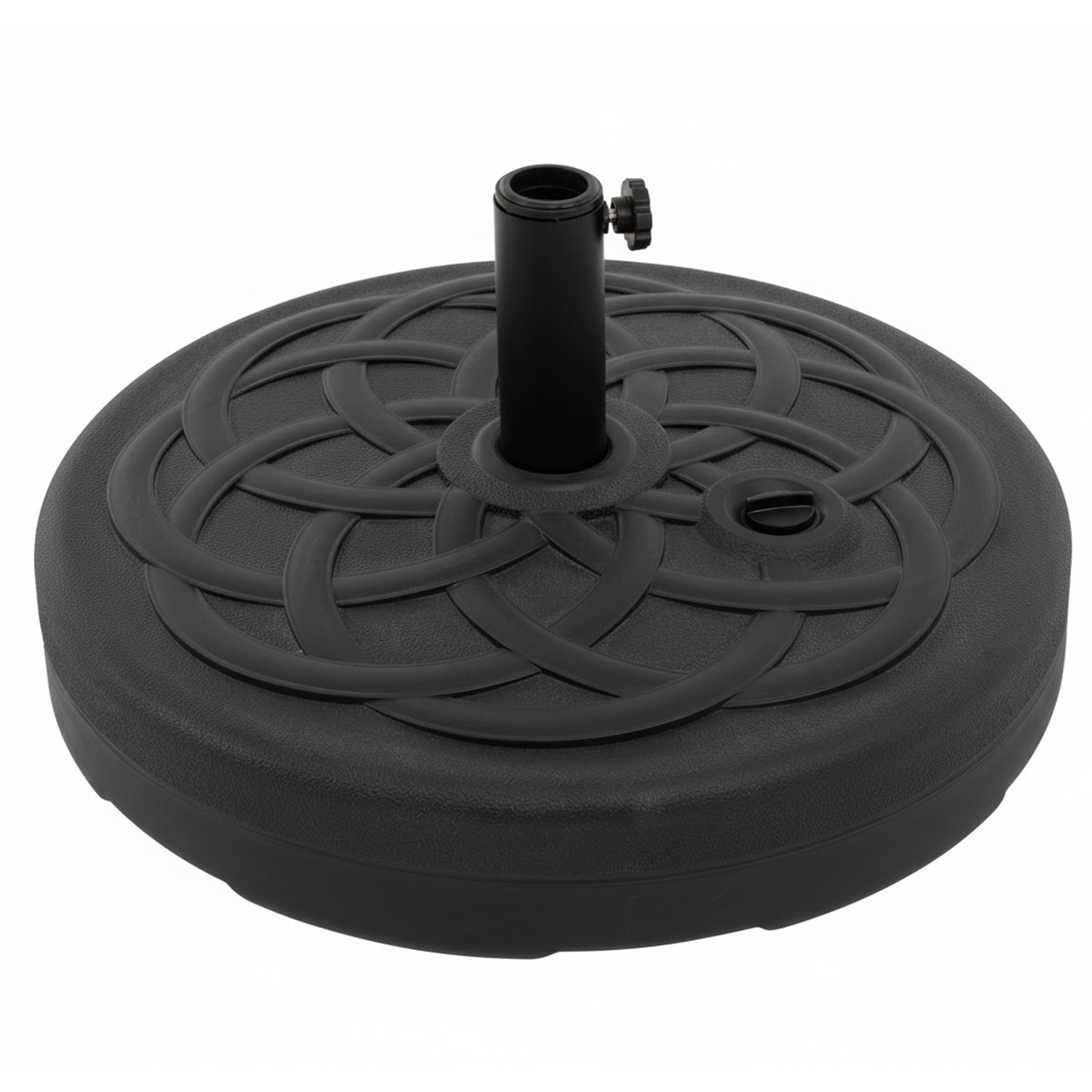 VESTIAMO CASA GIARDINO - Base Ombrellone Tonda in polietilene Nero 28kg diametro 57 cm - Riempibile con Acqua